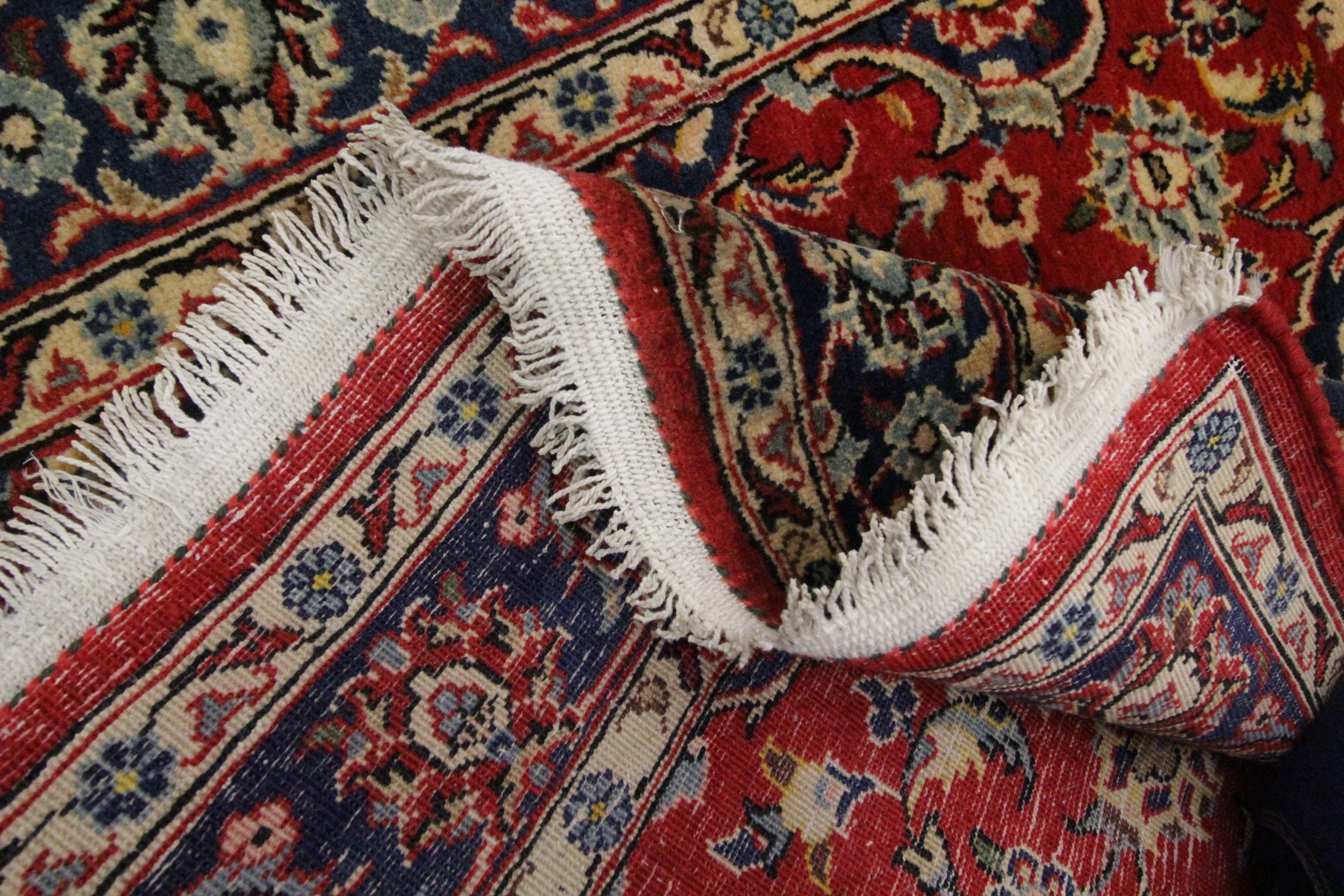 Mid-20th Century Small Living Area Rug Handwoven Red Oriental Wool Carpet Traditional For Sale