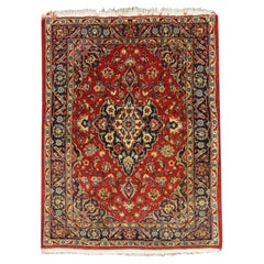 Vintage Small Living Area Rug Handwoven Red Oriental Wool Carpet Traditional