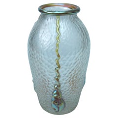 Small Loetz Candia Martele Nautilus Glass Vase c1903 -Bohemian 