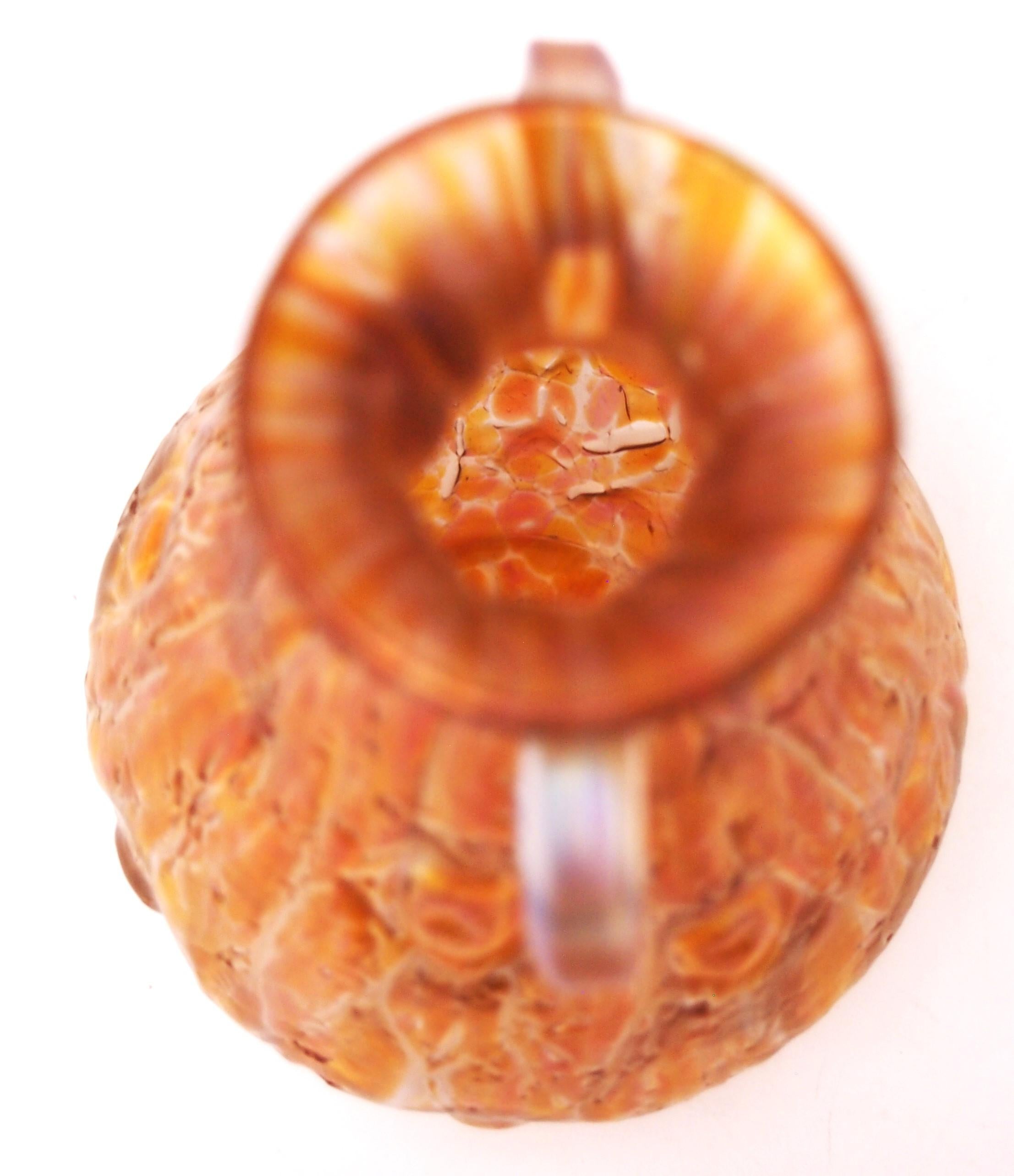 Small Loetz Orange Astglas Glass Vase c1899 -Bohemian  In Good Condition For Sale In Worcester Park, GB