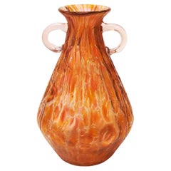 Used Small Loetz Orange Astglas Glass Vase c1899 -Bohemian 