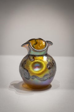 Small Loetz Silver Overlay Lustrous Amber Vase, circa 1900