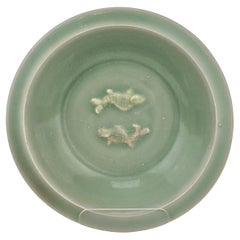 Antique Small Longquan Celadon 'Twin Fish' Dish, Southern Song Dynasty