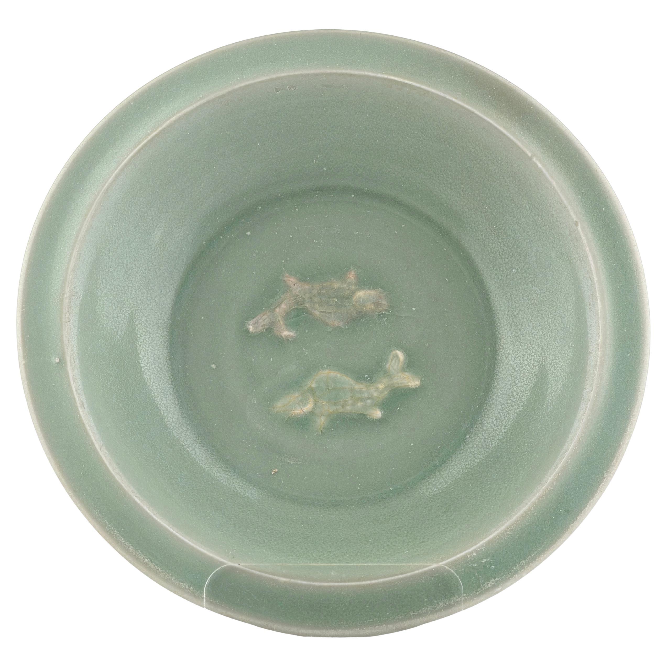 Longquan Celadon 
Twin Fish
 Dish, Southern Song Dynasty For Sale