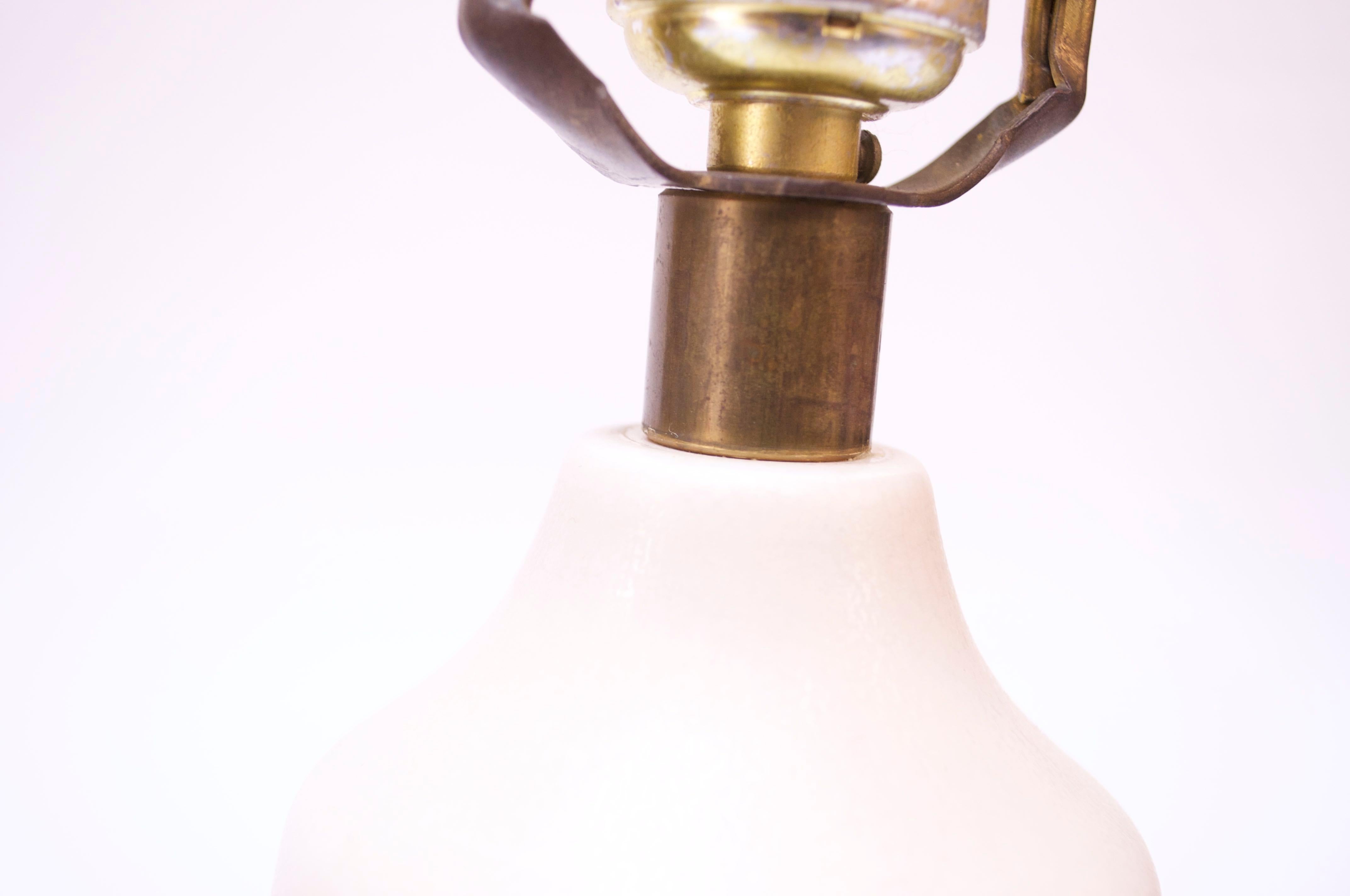 Brass Small Lotte and Gunnar Bostlund Table Lamp in Matte White Glaze