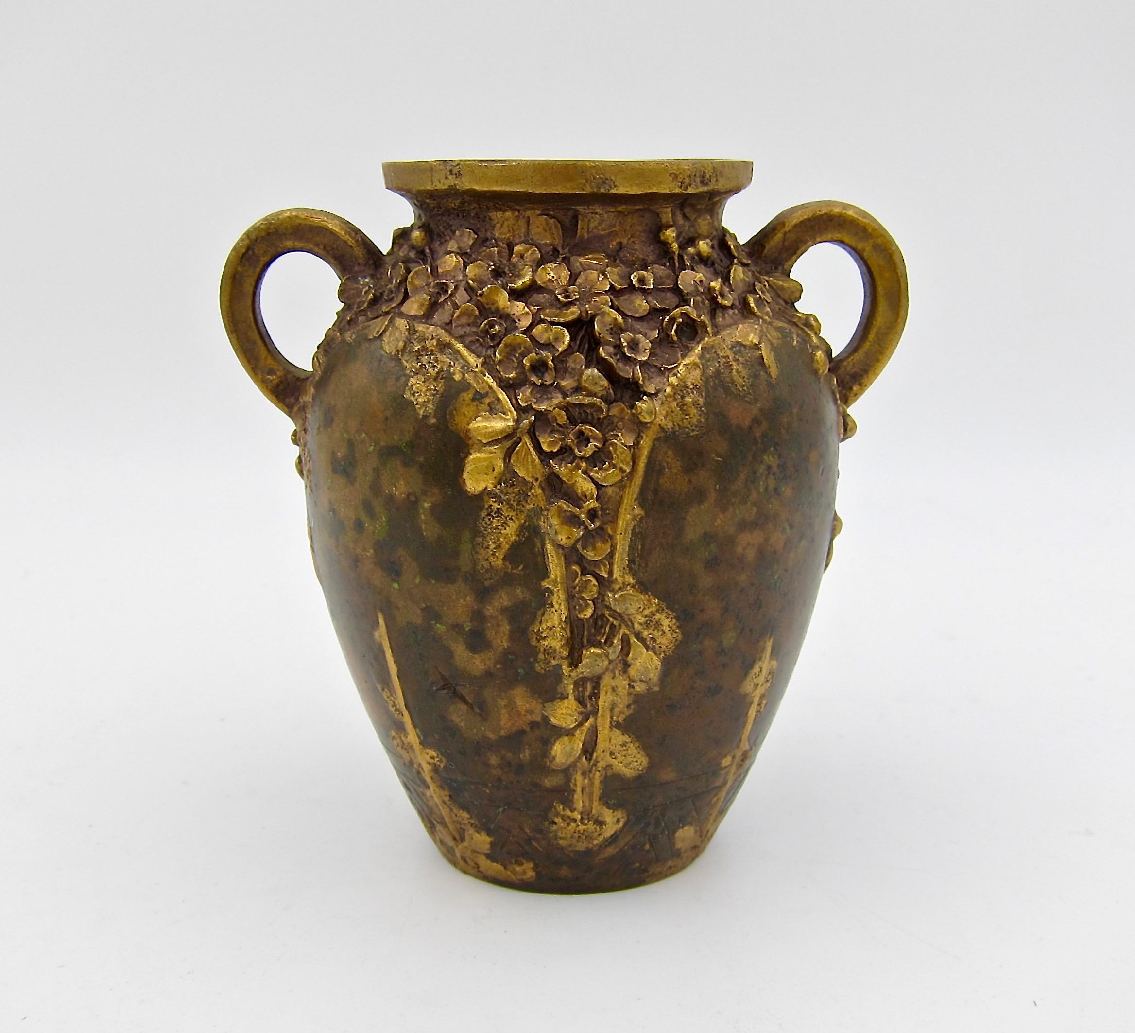 Small Louchet Paris Gilt Bronze Vase In Good Condition In Los Angeles, CA