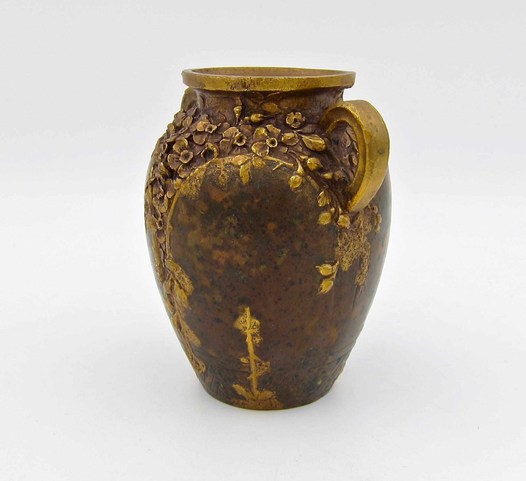 20th Century Small Louchet Paris Gilt Bronze Vase