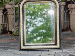 Small Louis Philippe Mirror with Black and Silvered Frame, 19th Century