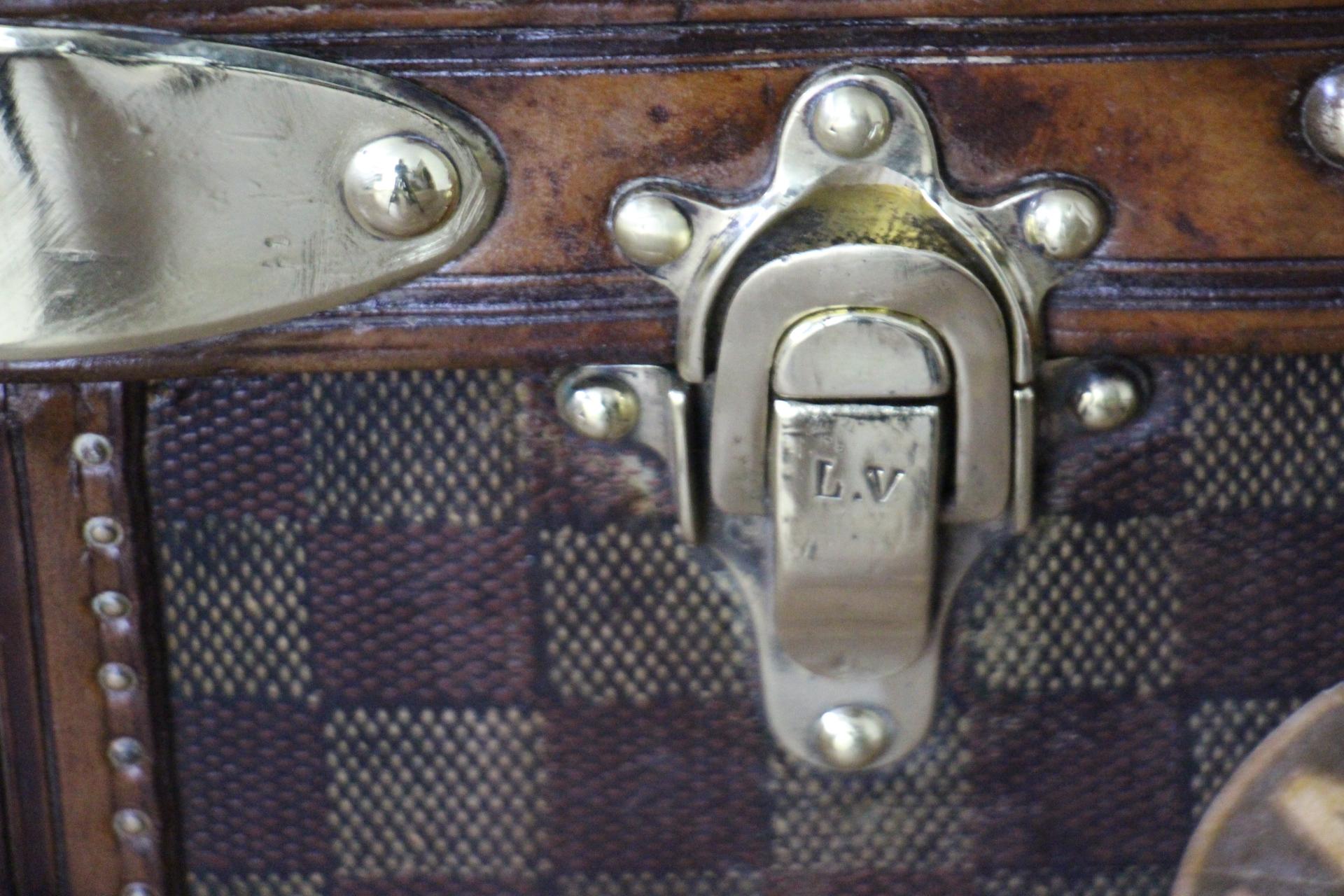 19th Century Small Louis Vuitton Checkers Steamer Trunk, Vuitton Shoe Trunk, Vuitton trunk