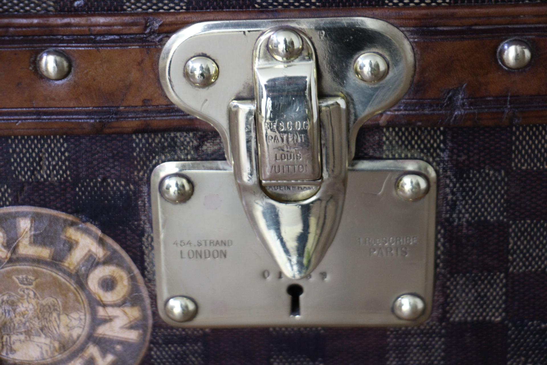 Brass Small Louis Vuitton Checkers Steamer Trunk, Vuitton Shoe Trunk, Vuitton trunk