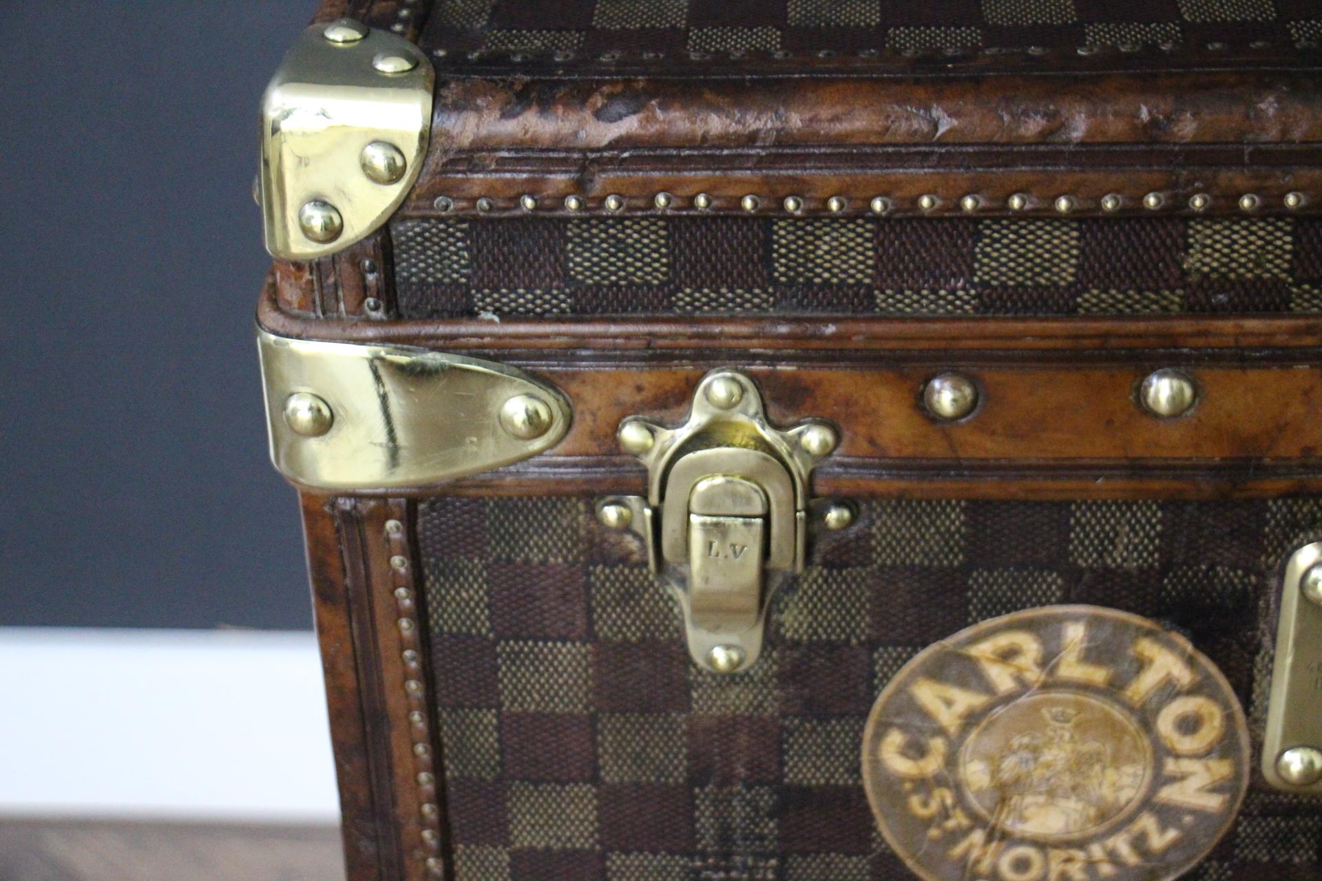 Brass Small Louis Vuitton Checkers Steamer Trunk, Vuitton Shoe Trunk, Vuitton trunk