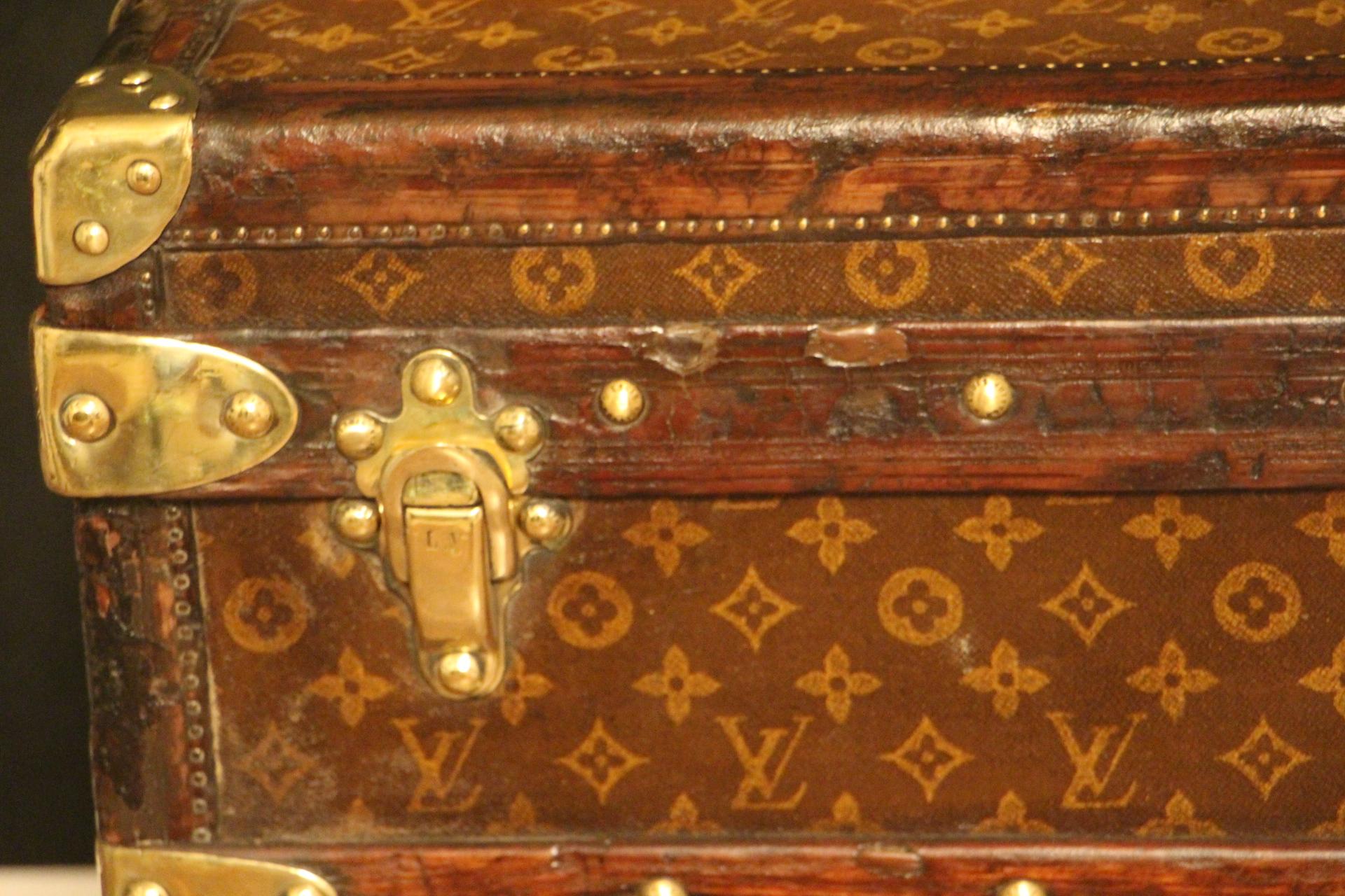 French Small Louis Vuitton Stenciled Monogram Steamer Trunk, Small Louis Vuitton Trunk