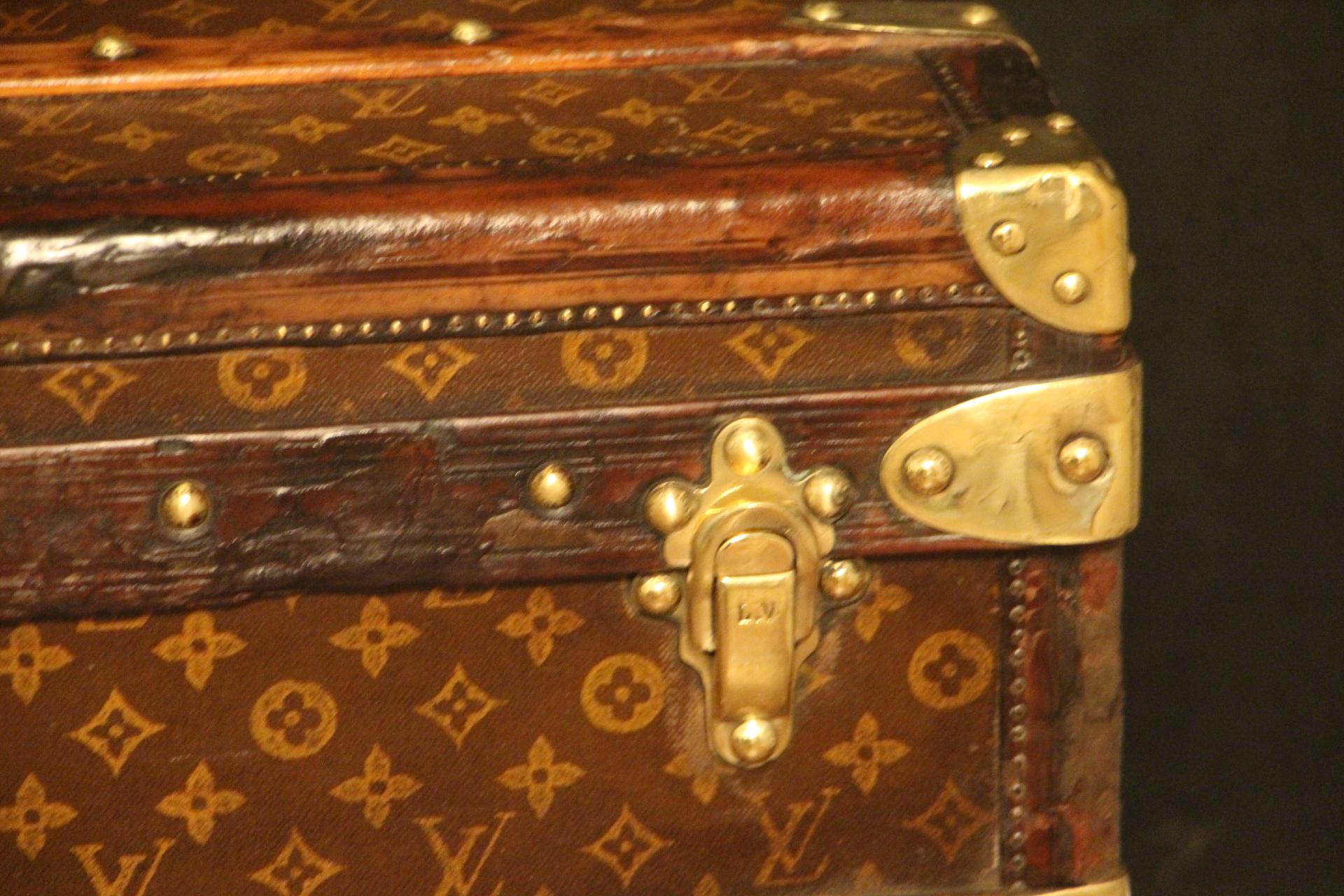Early 20th Century Small Louis Vuitton Stenciled Monogram Steamer Trunk, Small Louis Vuitton Trunk