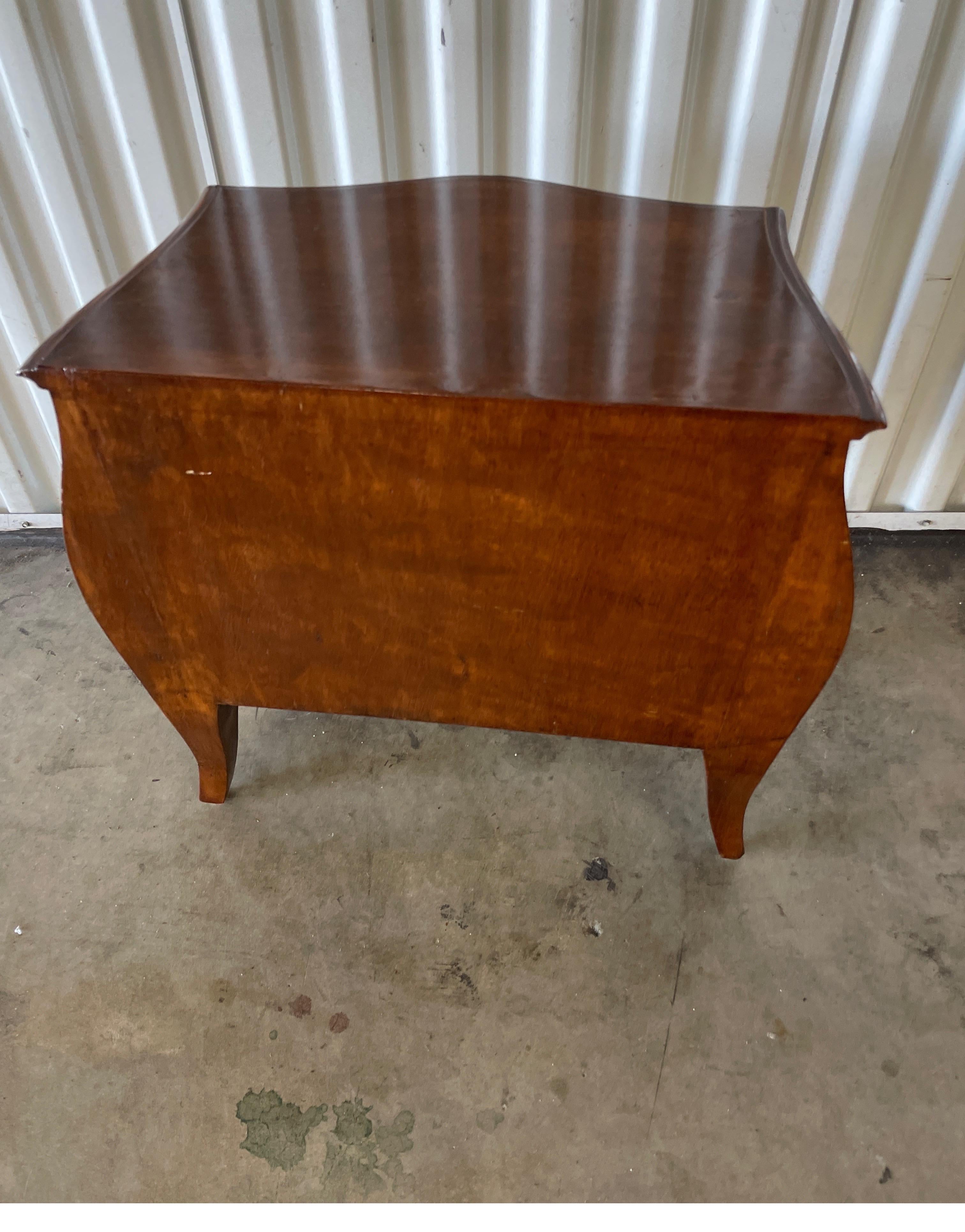 Small Louis XV Style Burlwood Three Drawer Chest In Good Condition For Sale In West Palm Beach, FL