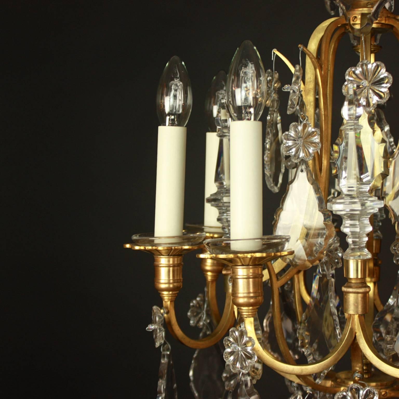 French Small Louis XV Style Eight-Light Chandelier, France, circa 1900