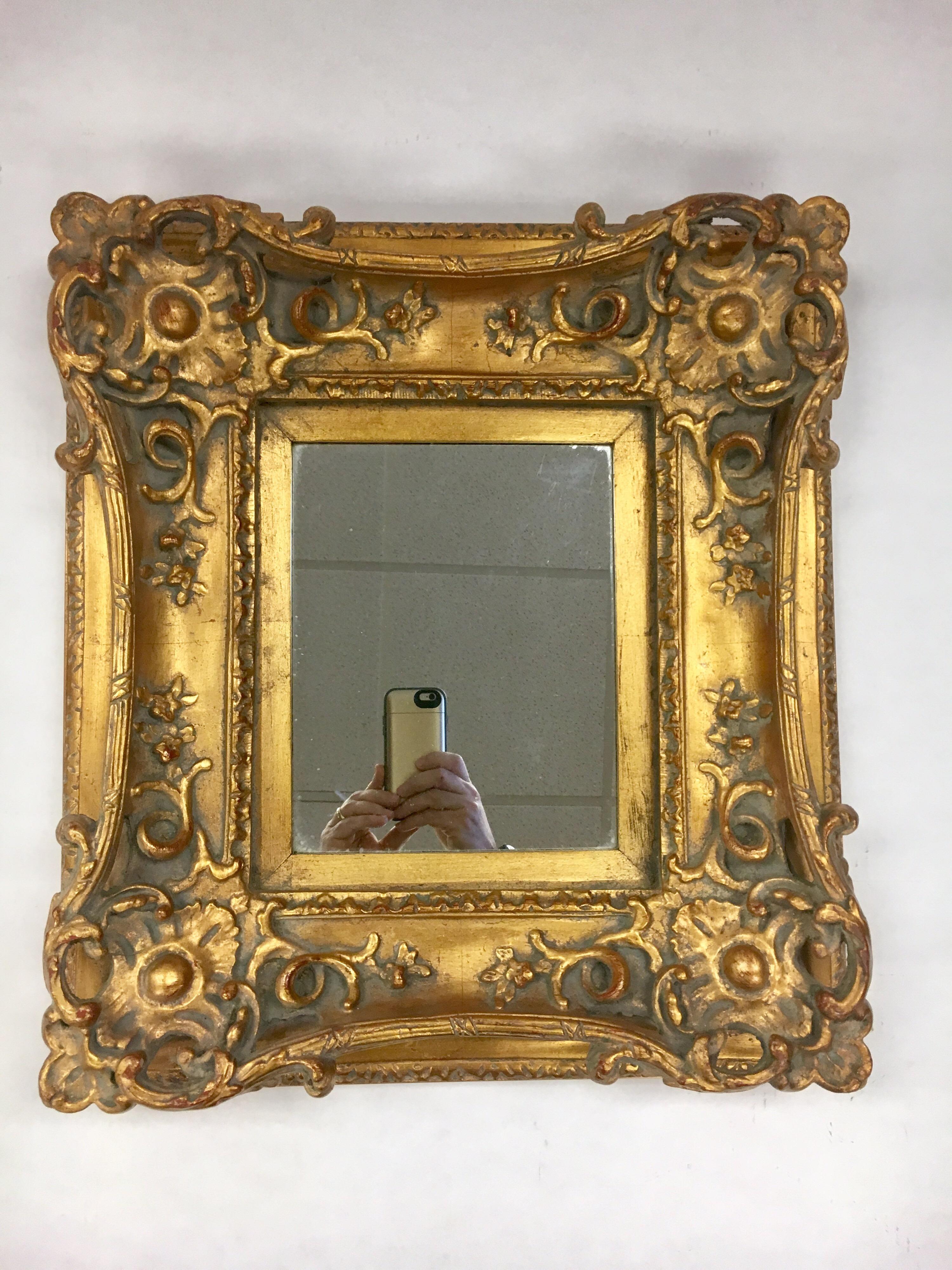 Small Louis XV Style Gilt Composite Giltwood Carved Mirror 6