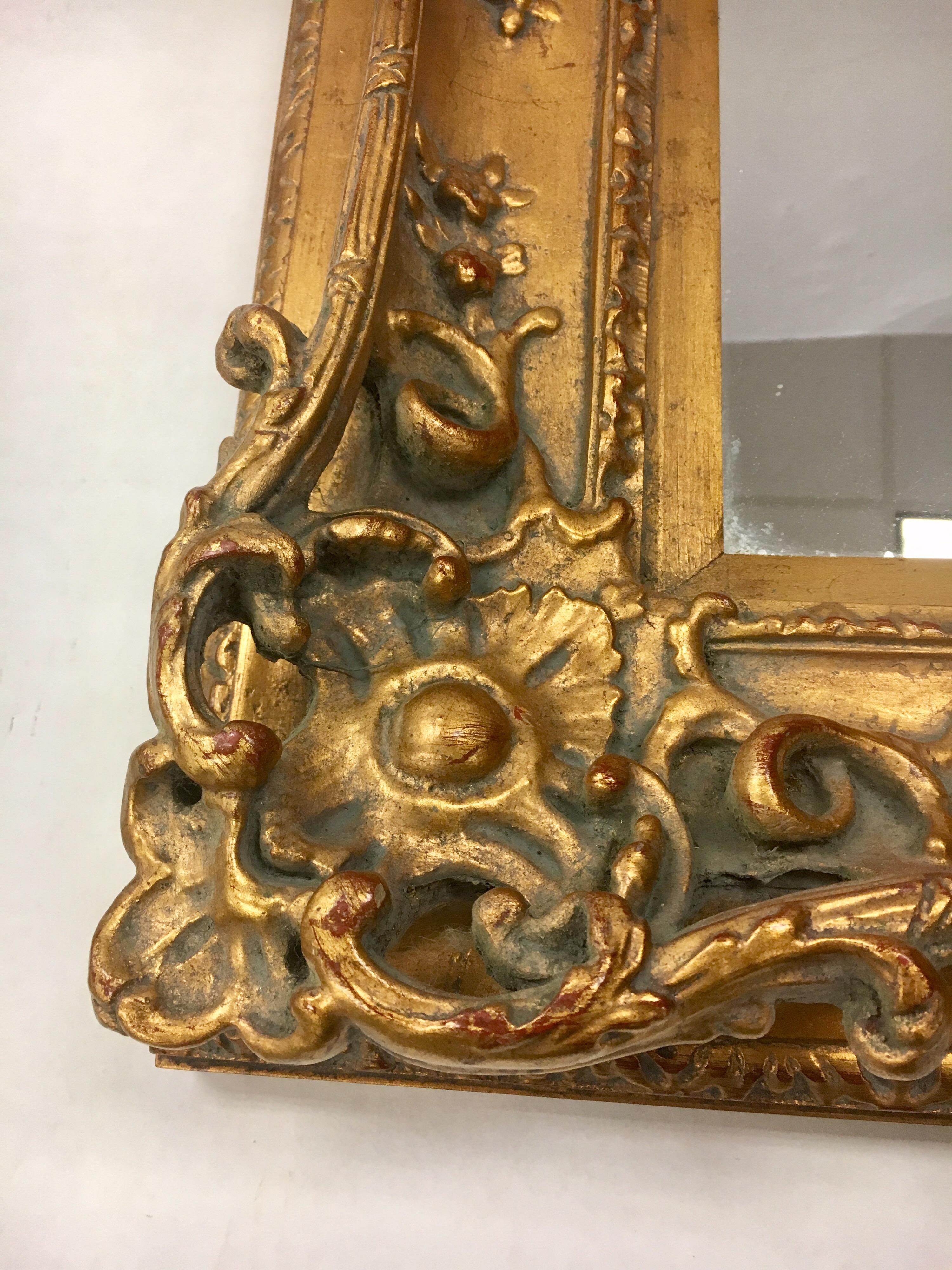 French Small Louis XV Style Gilt Composite Giltwood Carved Mirror