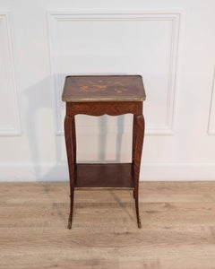 Small Louis XV–Style Marquetry Side Table with Floral Inlay, France