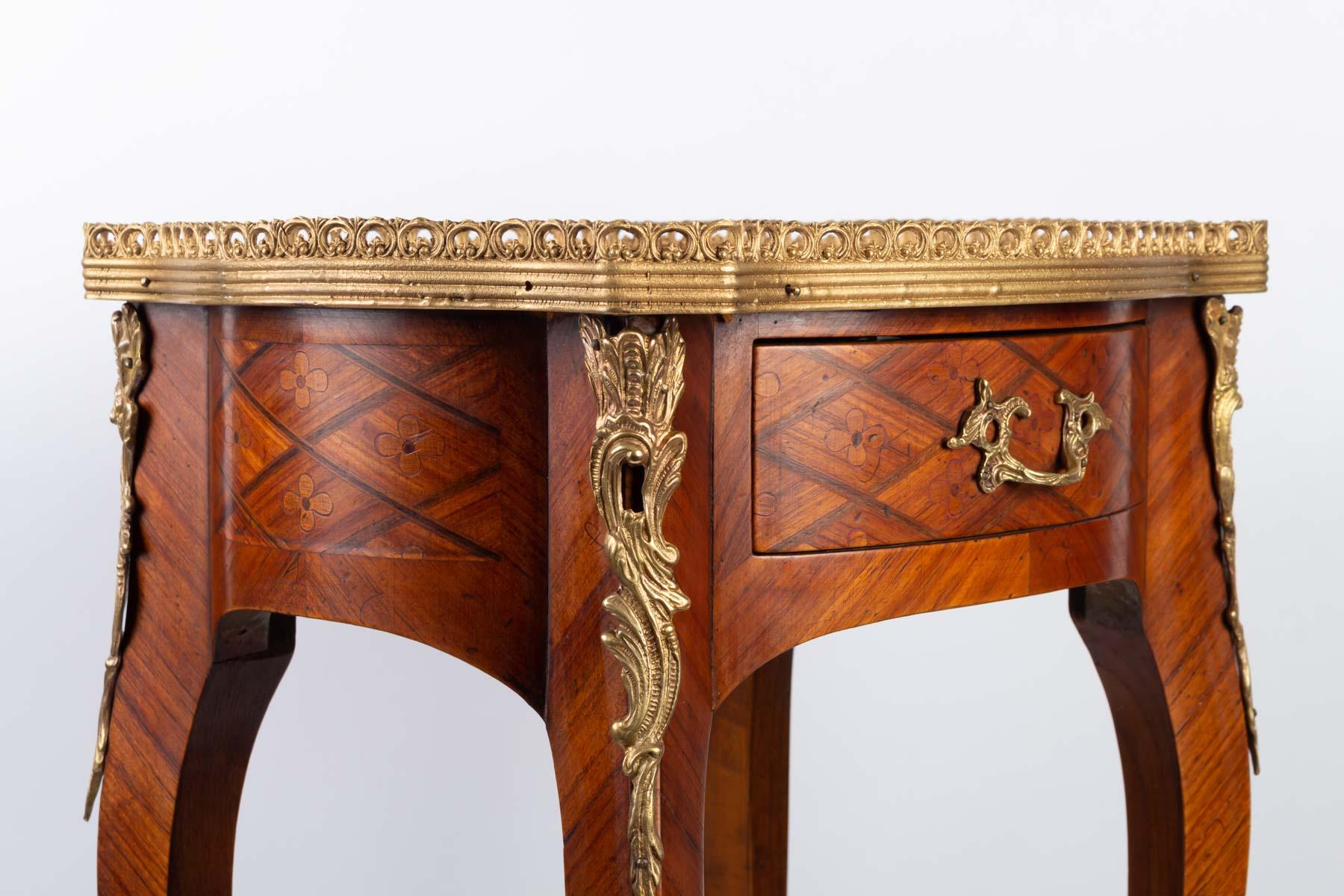 Small Louis XV Style Table in Rosewood Marquetry 1