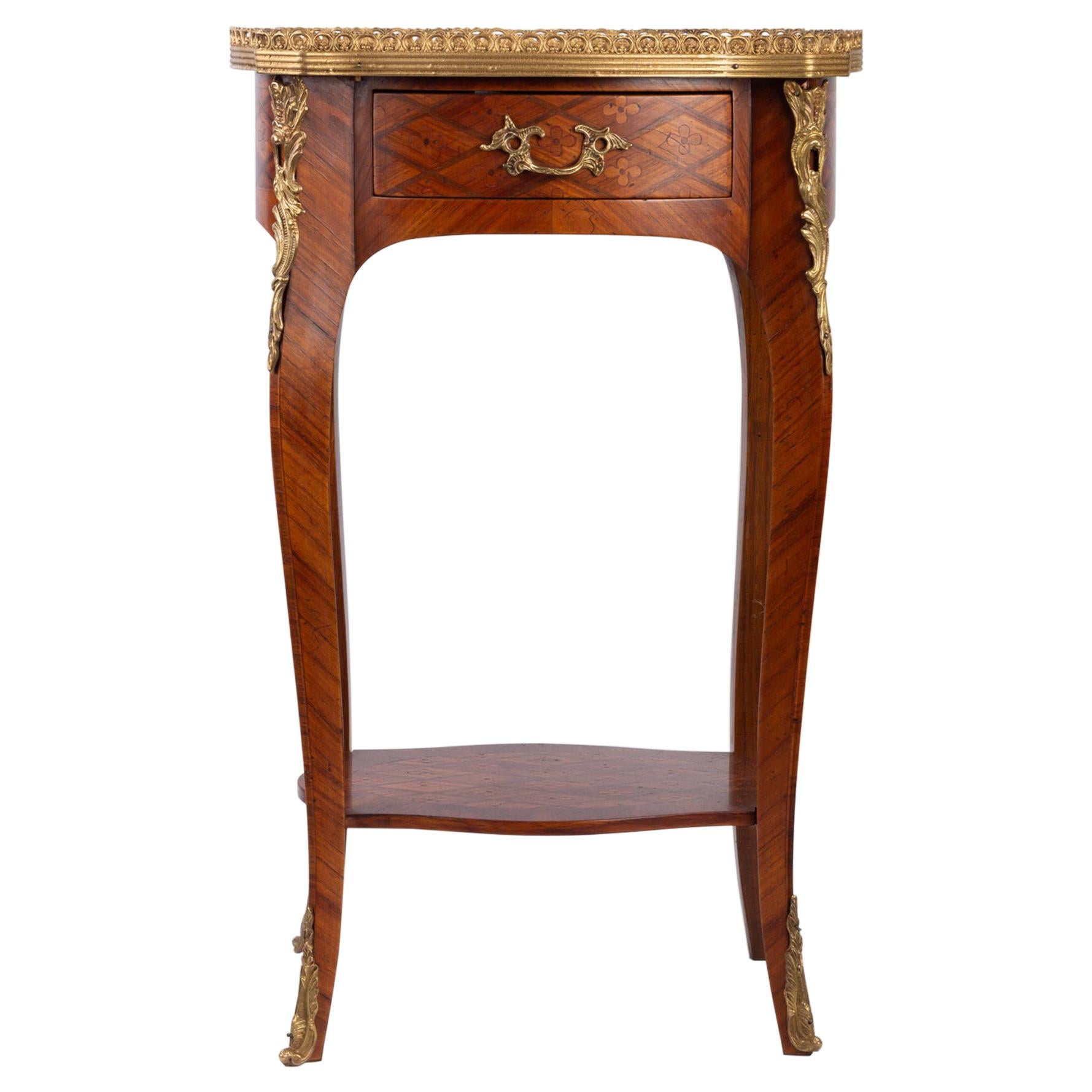 Small Louis XV Style Table in Rosewood Marquetry