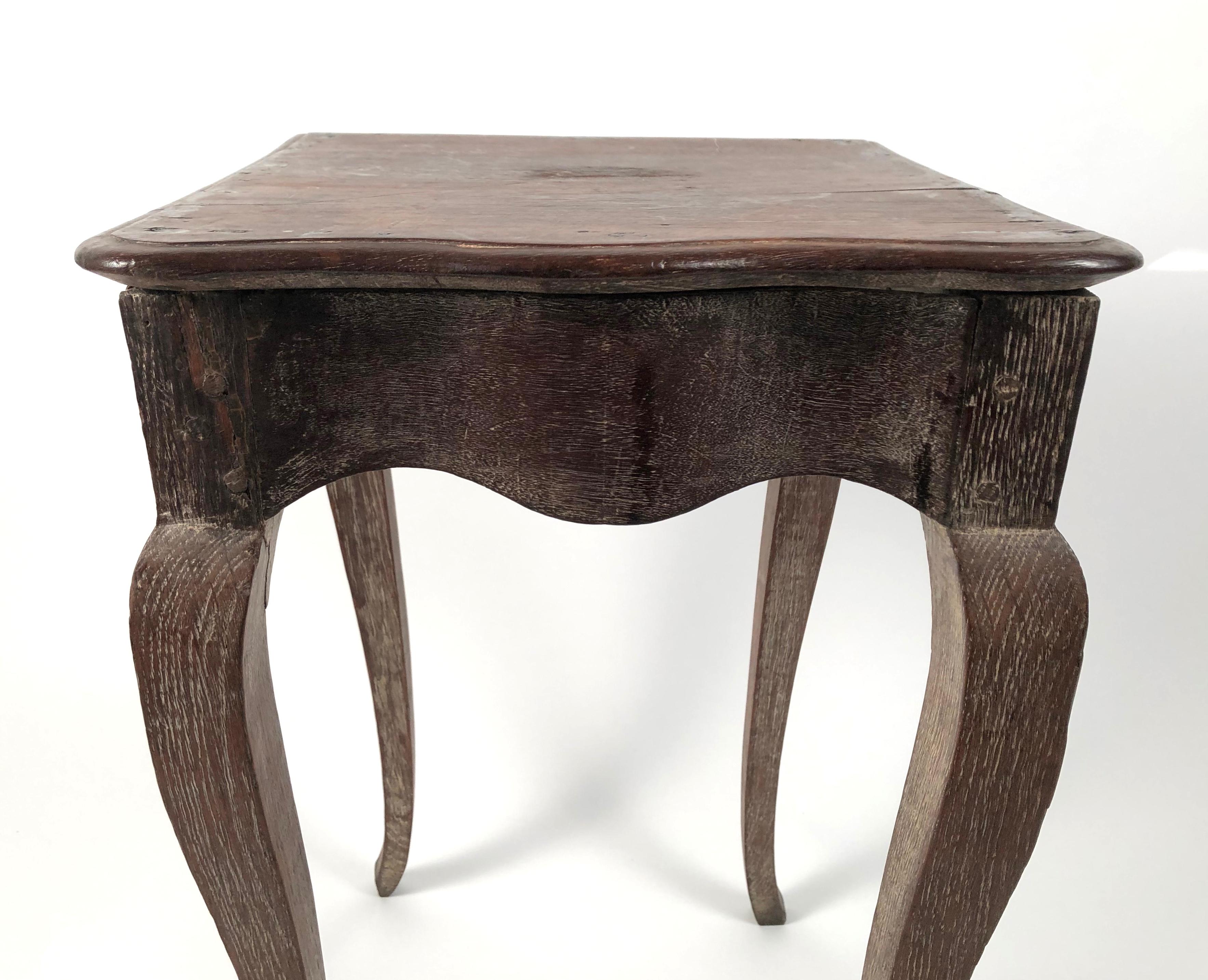 French Small Louis XV Style Walnut and Limed Oak Side Table