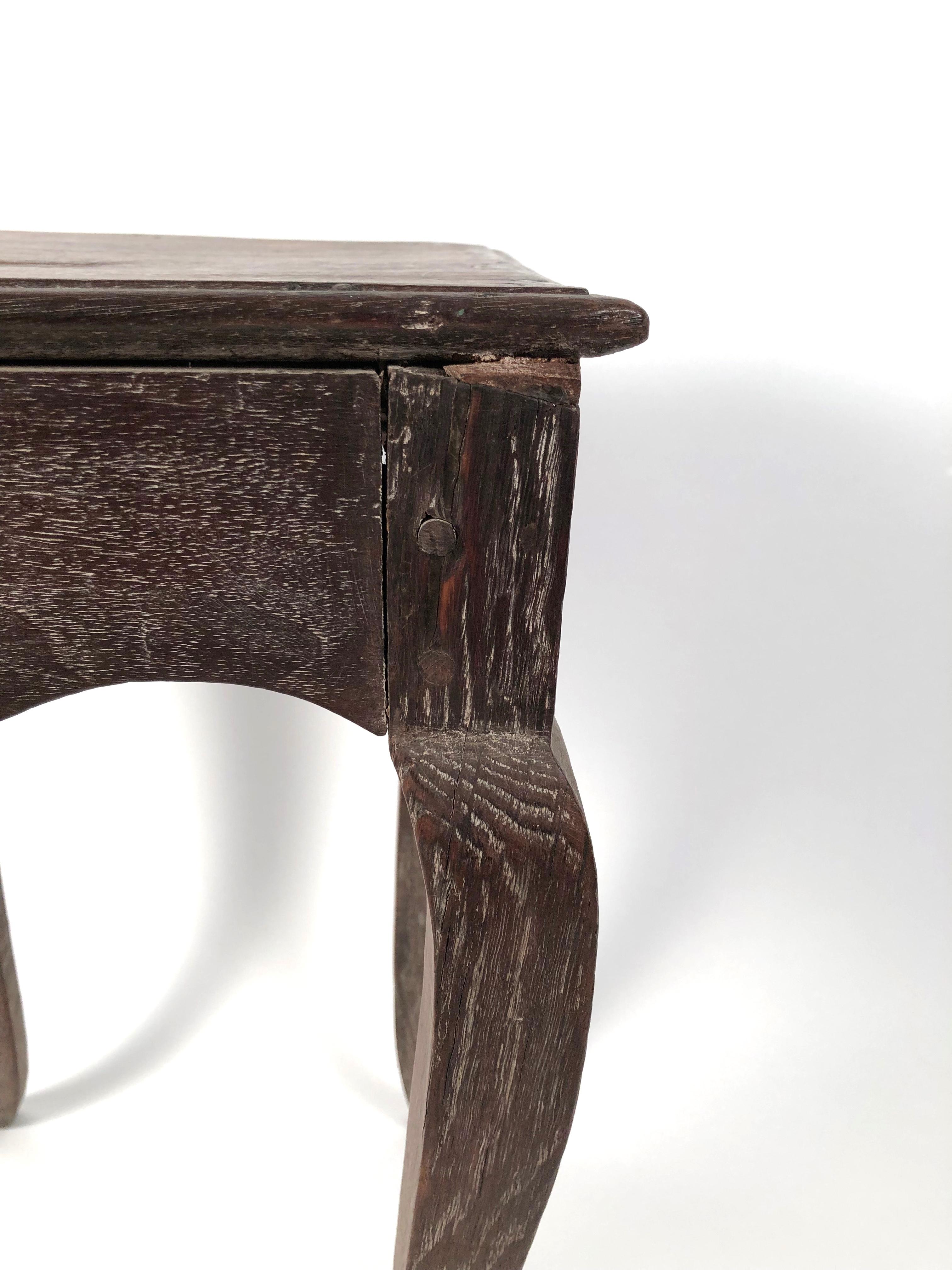 Early 20th Century Small Louis XV Style Walnut and Limed Oak Side Table