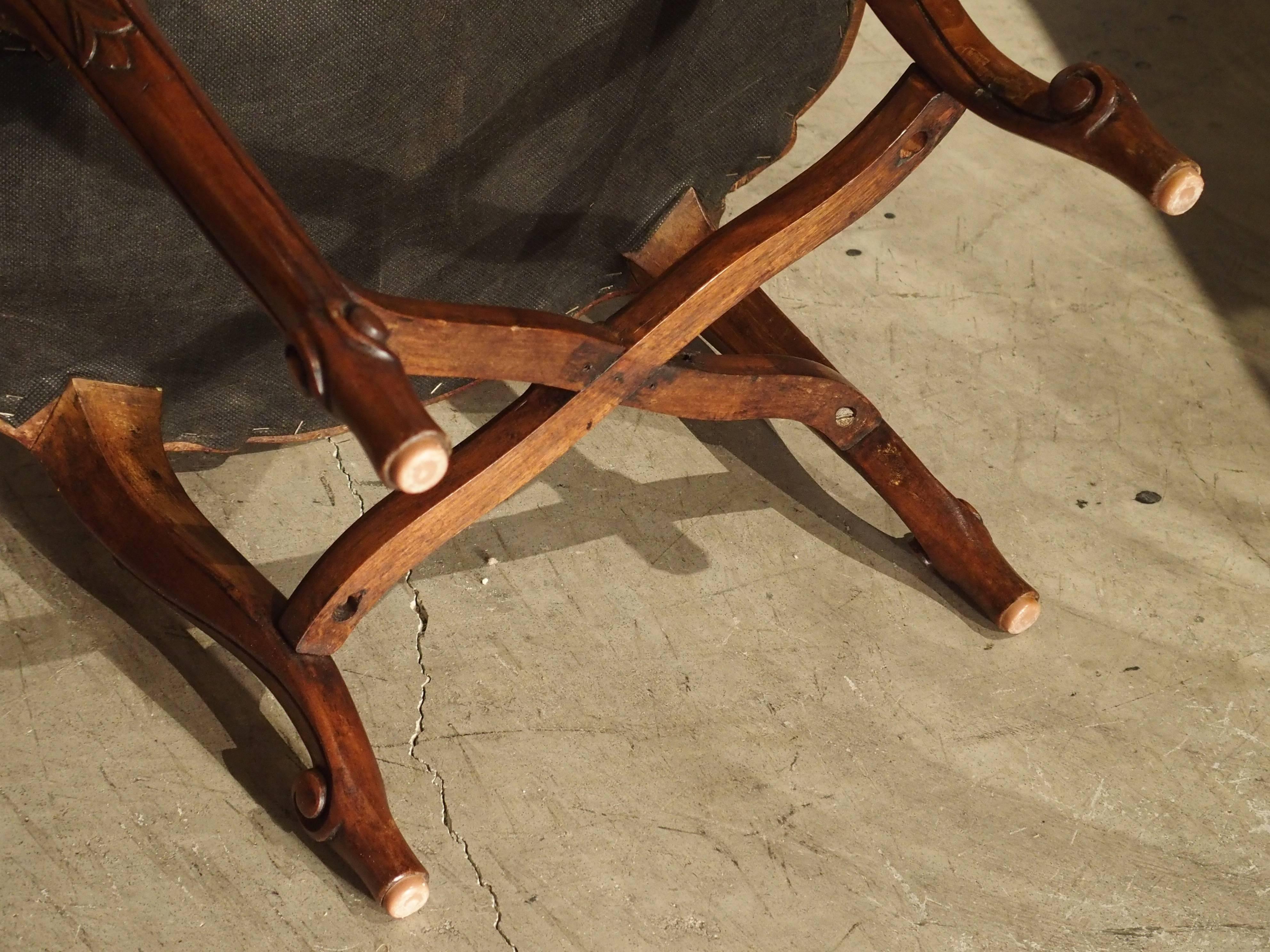 Small Louis XV Style Walnut Wood Stool from France 4