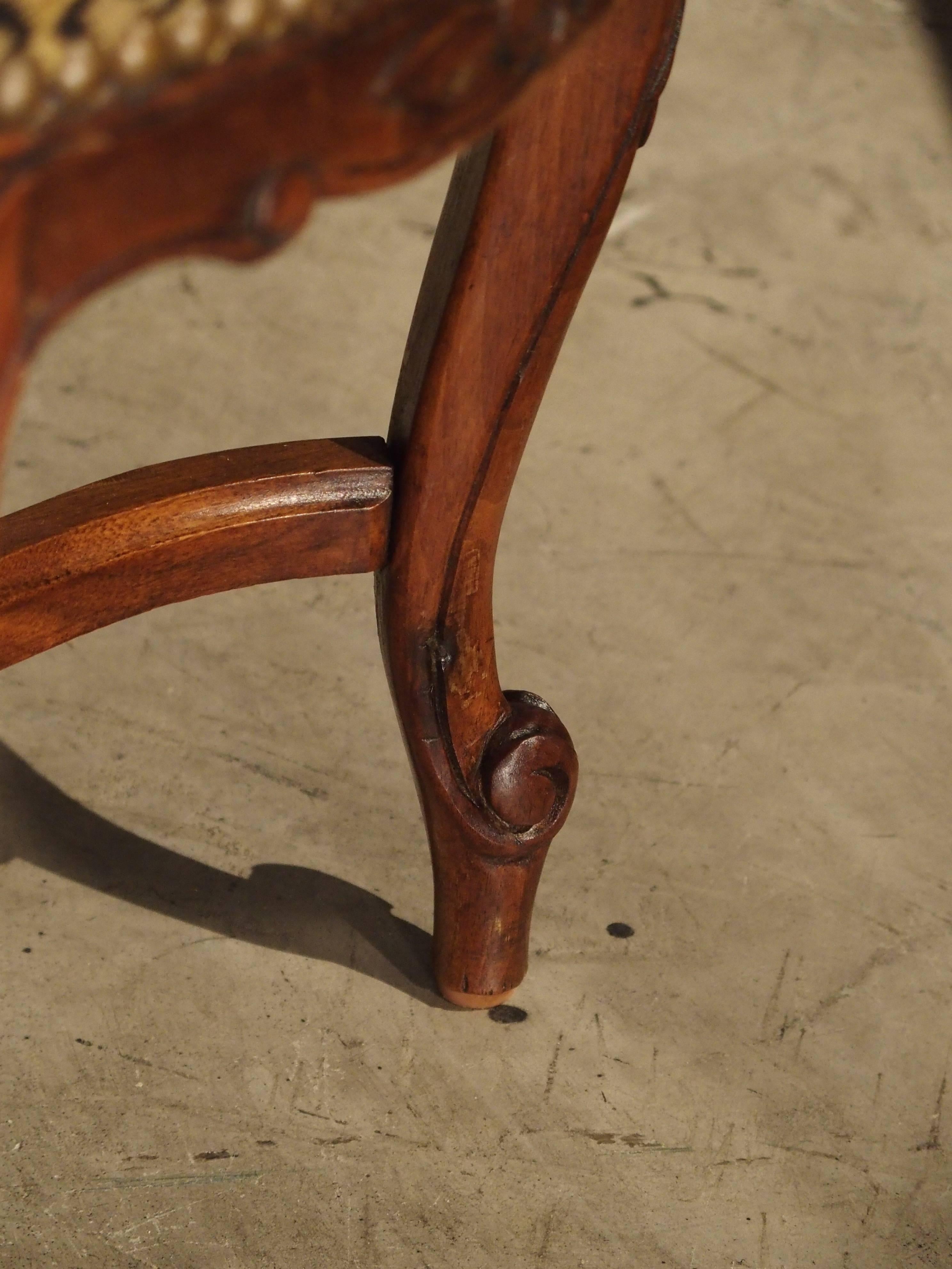 Small Louis XV Style Walnut Wood Stool from France 5