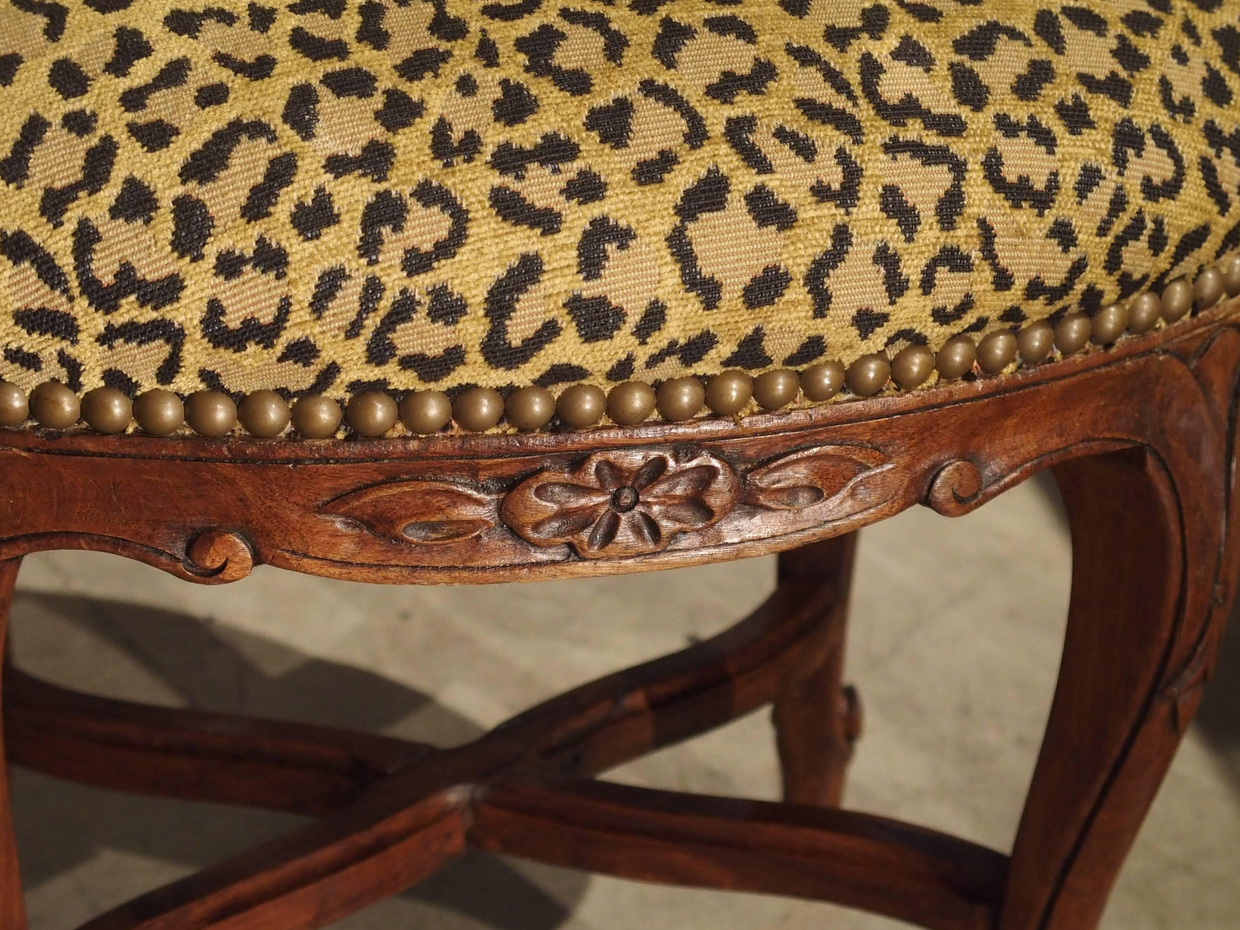 Small Louis XV Style Walnut Wood Stool from France 3