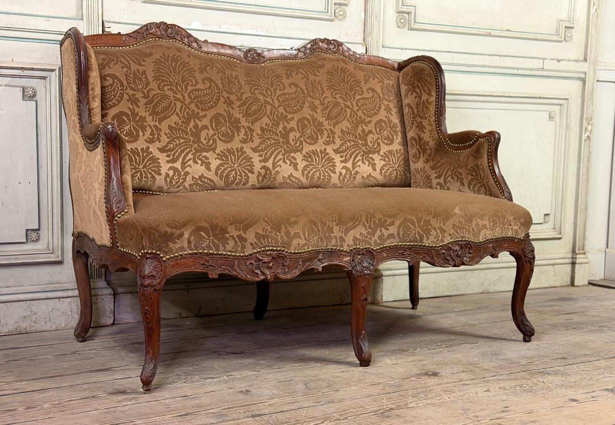 Small Louis XV style wingback bench, circa 1880 en vente 6