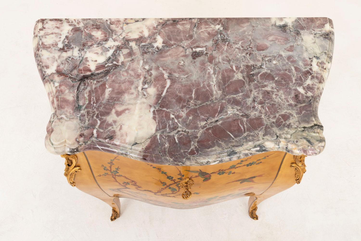 Small Louis XV Style Yellow Lacquered Commode, circa 1950 1