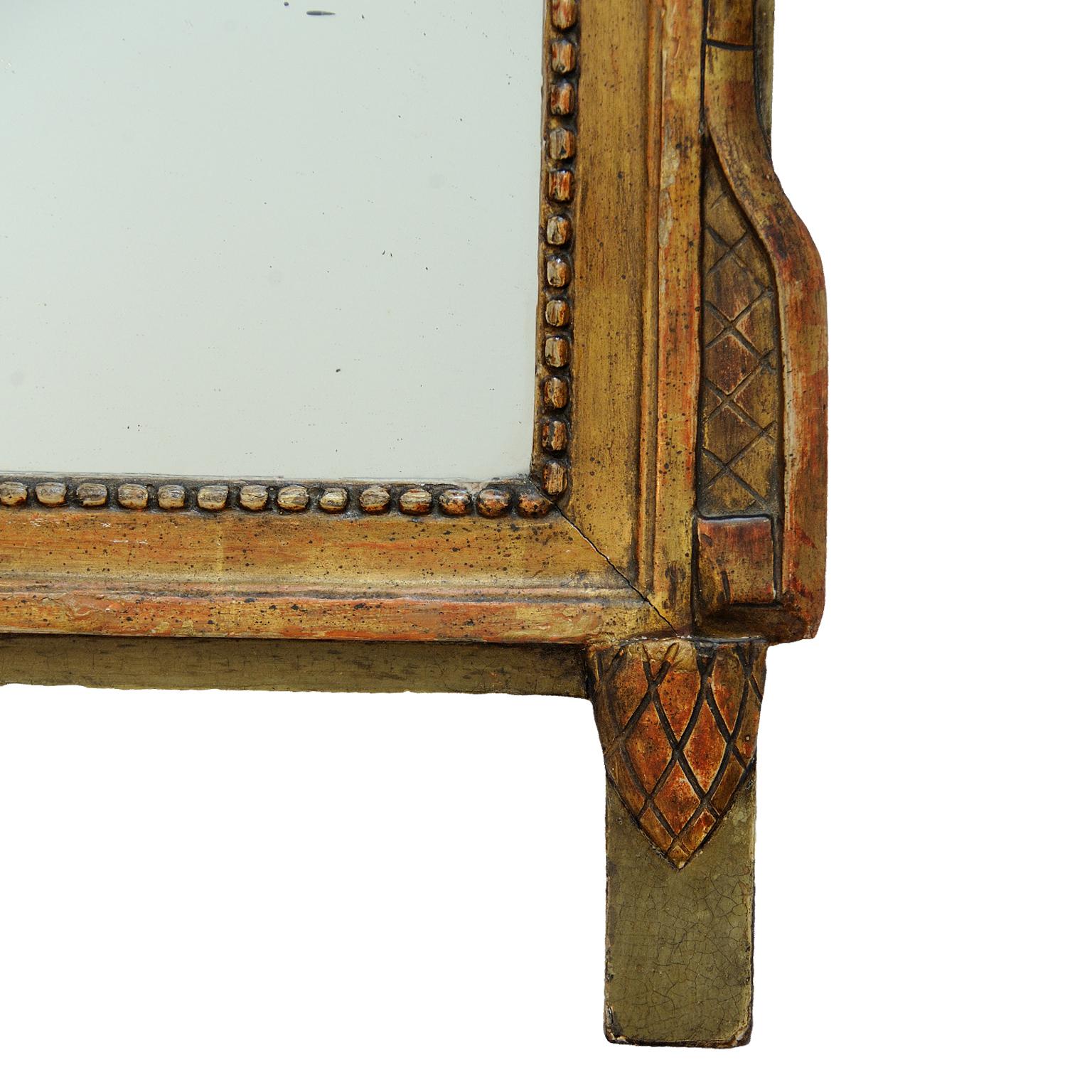 Small Louis XVI Period Carved Giltwood and Painted Mirror, circa 1780 In Good Condition For Sale In Tetbury, Gloucestershire