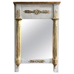 Small Louis XVI period Mirror - grey and gilded painted wood circa 1790