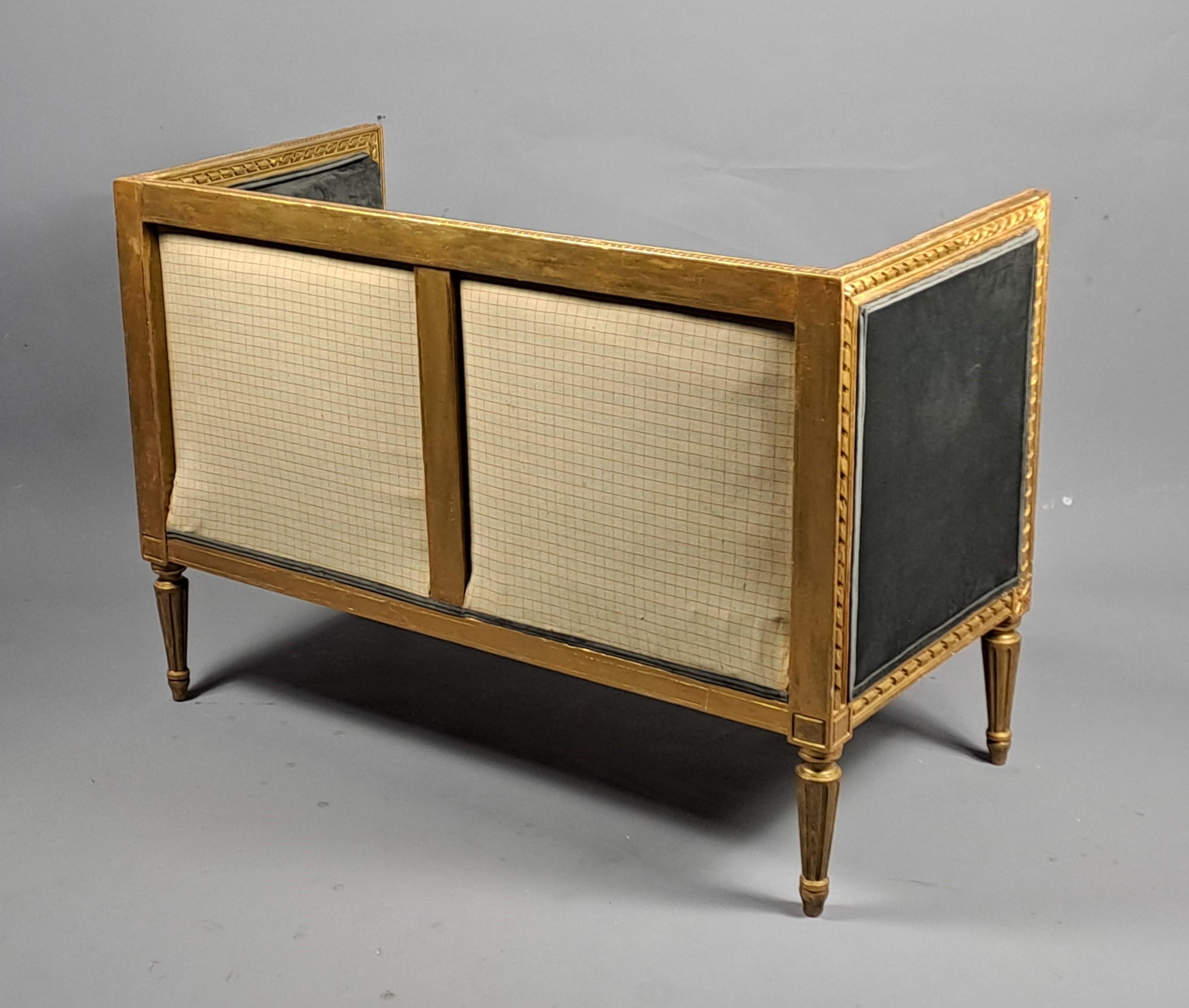 Small Louis XVI Style Bench In Gilded Wood For Sale 6