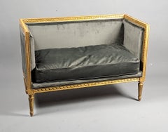 Small Louis XVI Style Bench In Gilded Wood