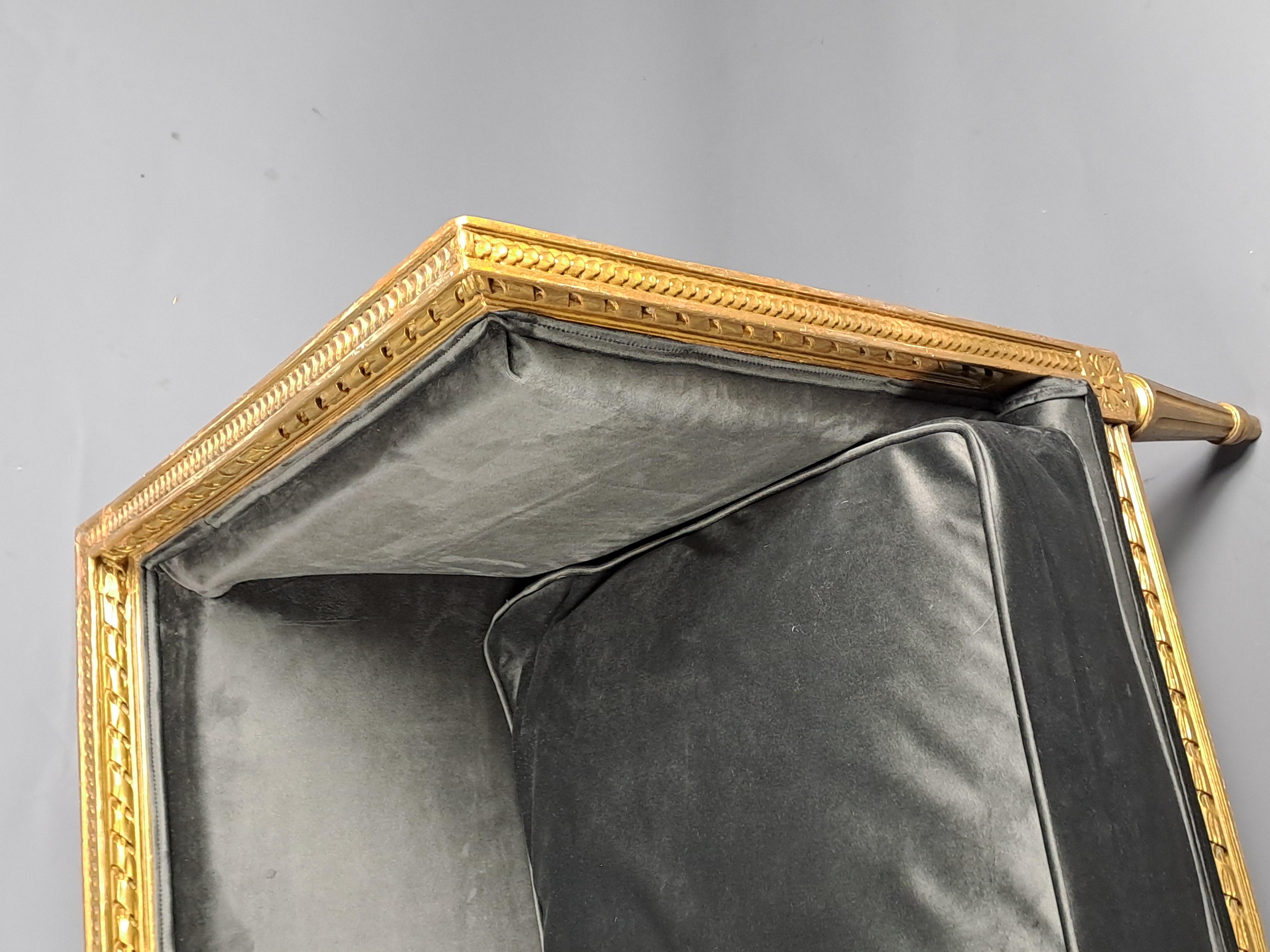 Small Louis XVI Style Bench In Gilded Wood In Good Condition For Sale In BARSAC, FR