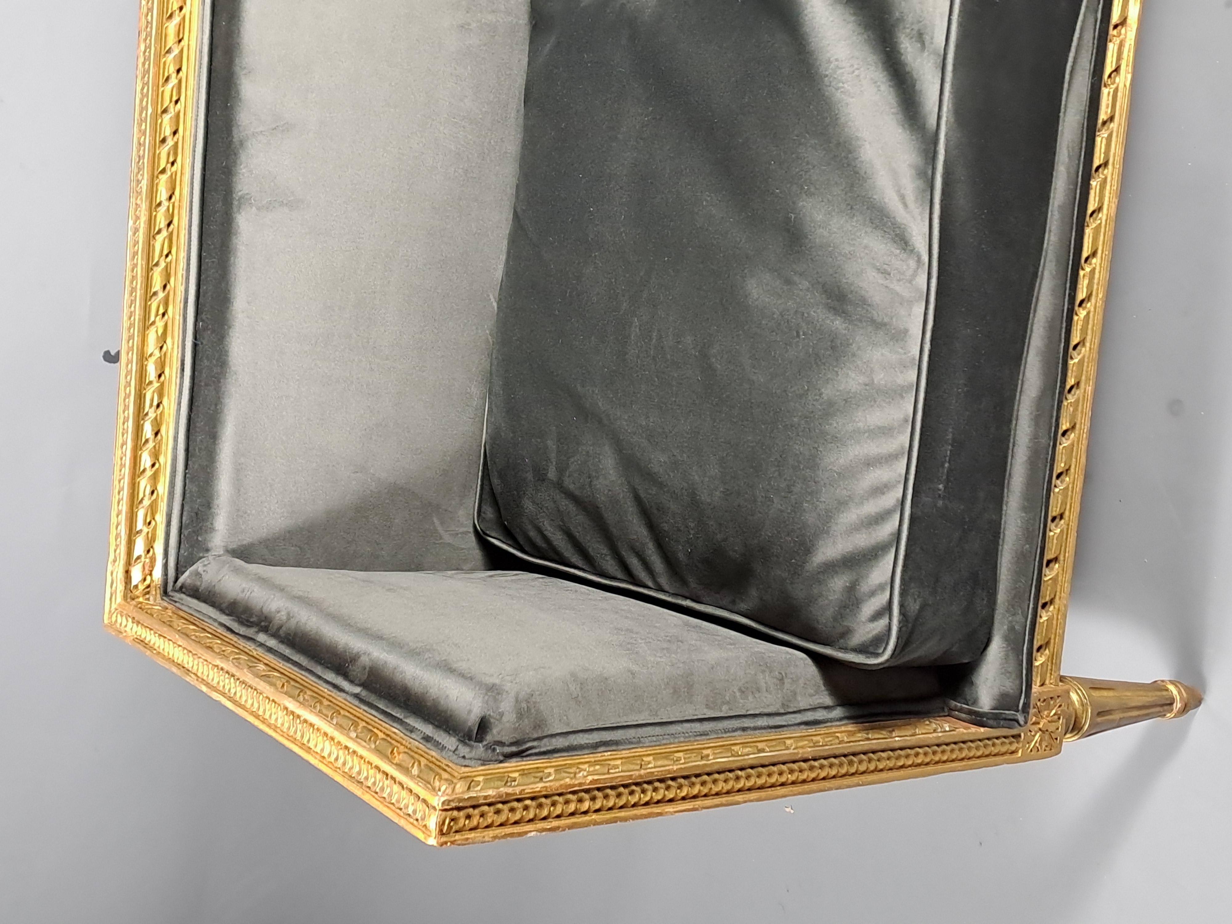 19th Century Small Louis XVI Style Bench In Gilded Wood For Sale
