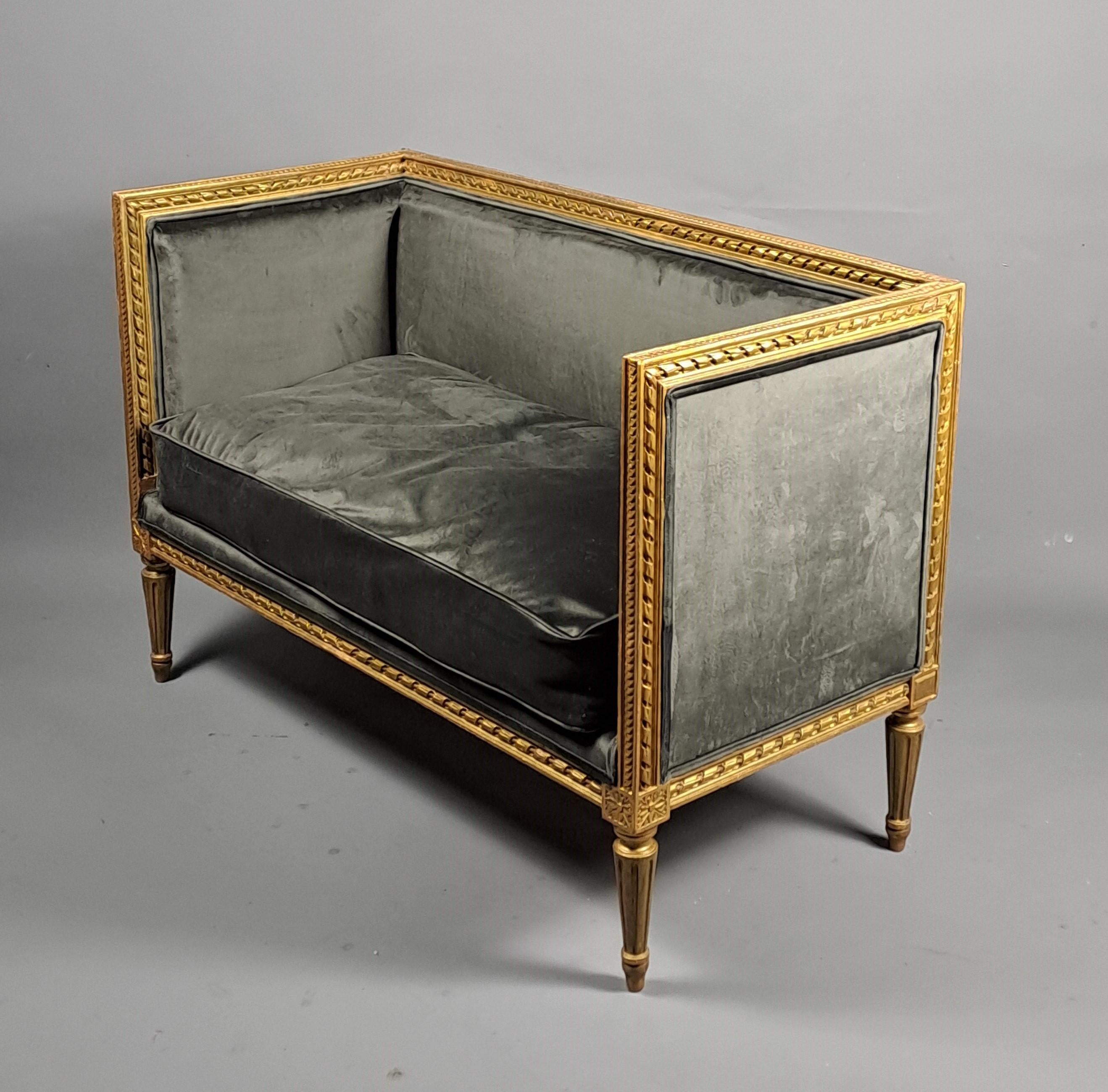 Small Louis XVI Style Bench In Gilded Wood For Sale 2