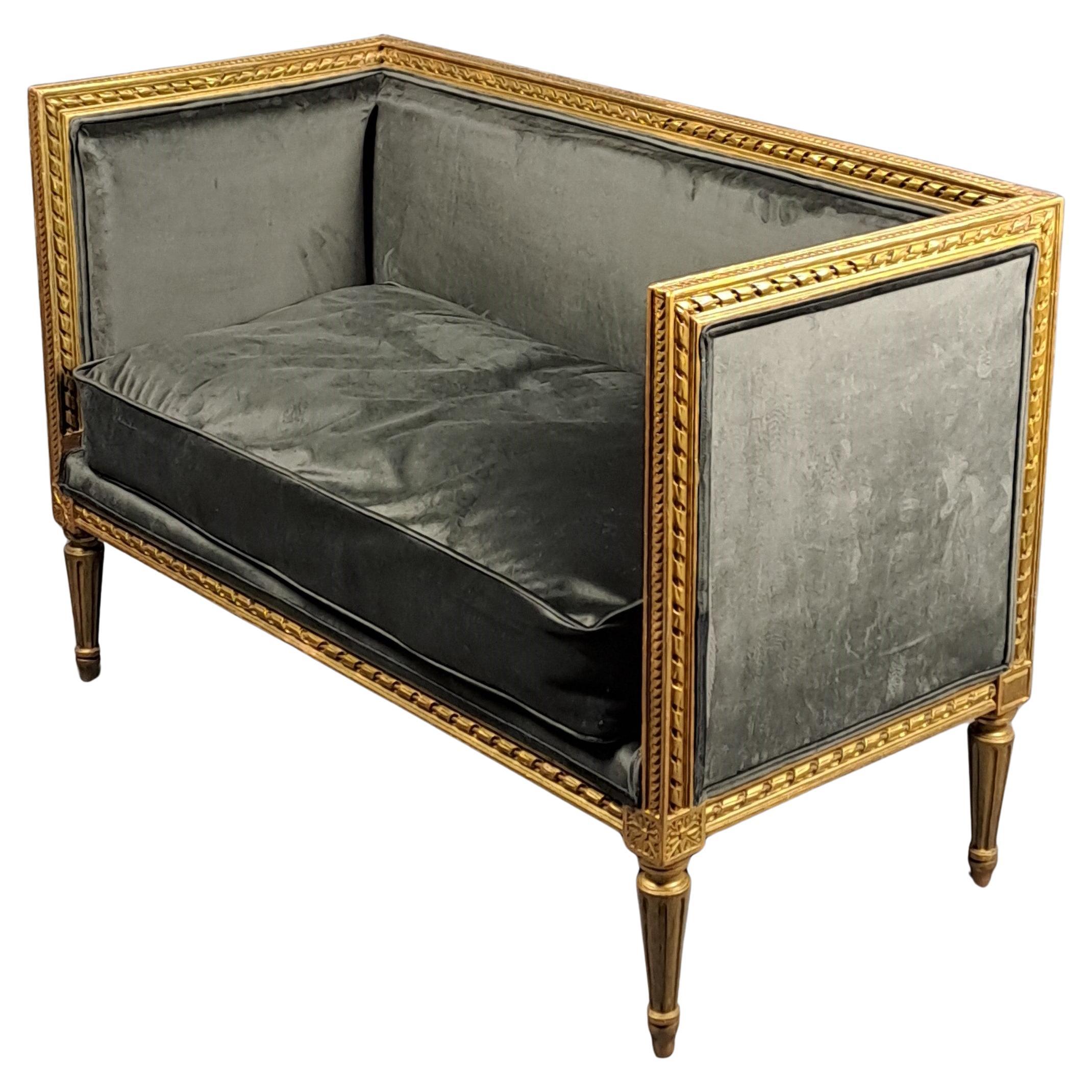 Small Louis XVI Style Bench In Gilded Wood For Sale