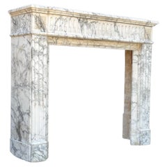 Small Louis XVI-style fireplace in Carrara Arabescato marble, circa 1880
