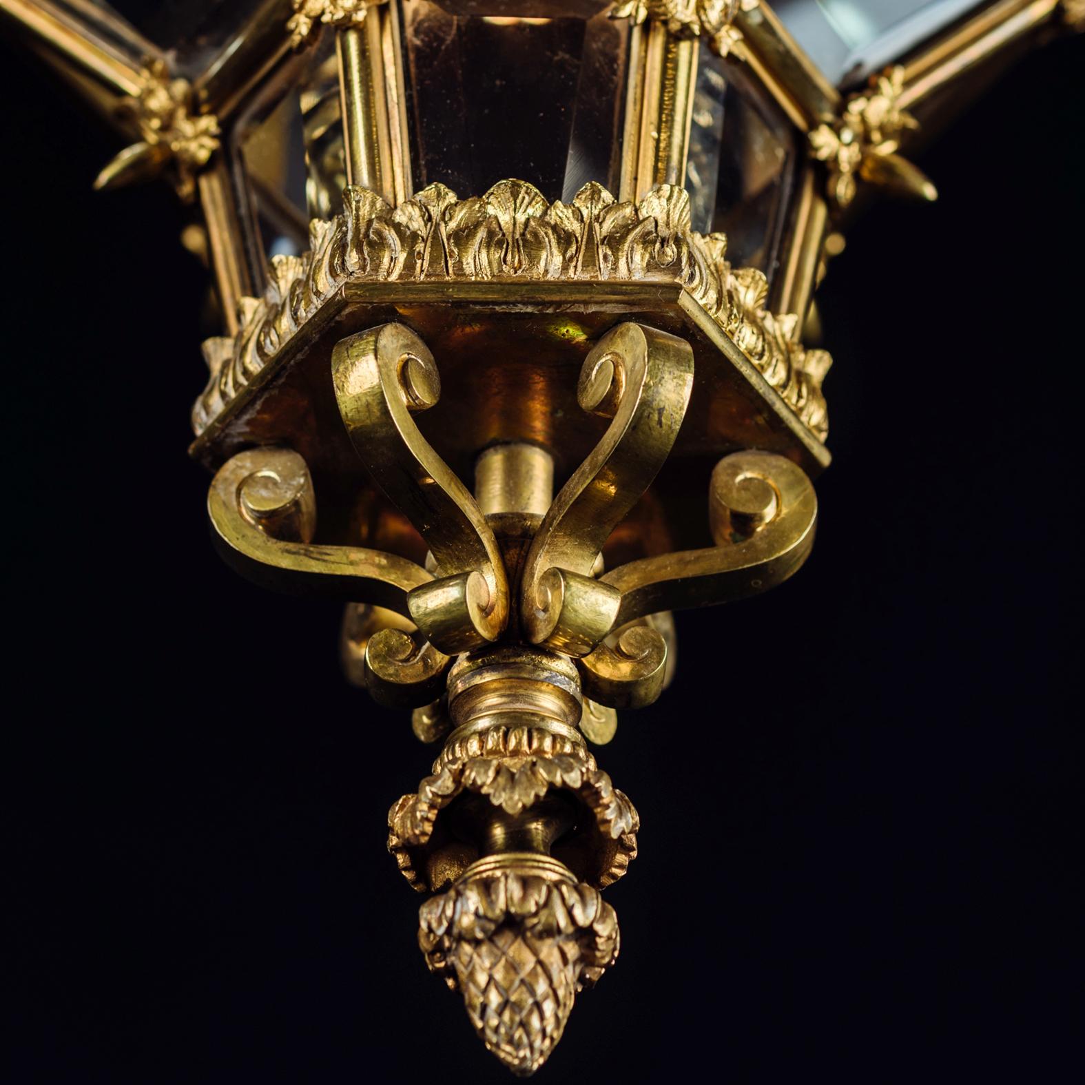 Small Louis XVI Style Gilt-Bronze Lantern In Good Condition For Sale In Brighton, West Sussex