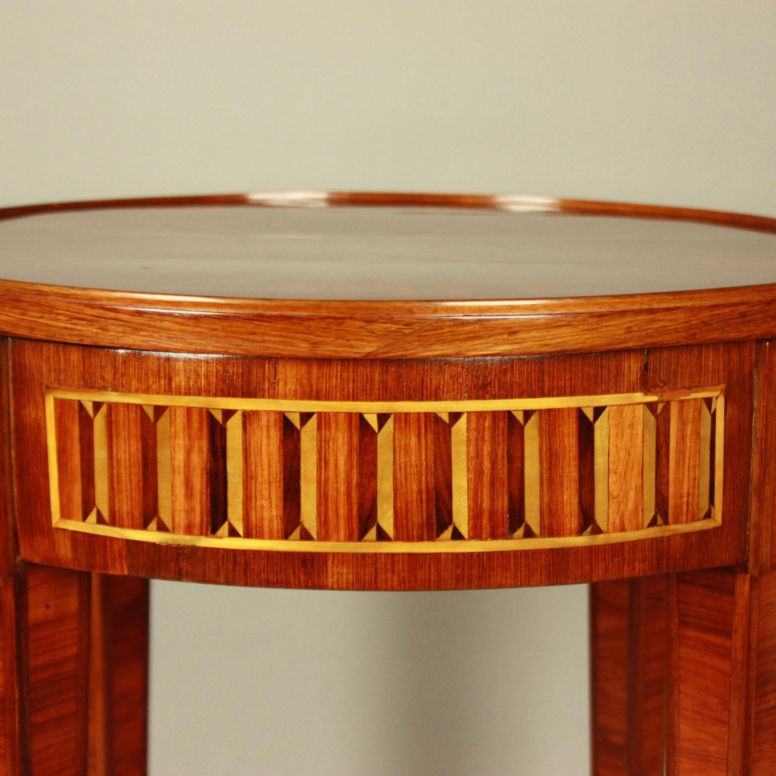 Napoleon III Small French 19th Century Louis XVI Style Marquetry Side Table or Gueridon