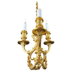 Small Louis XVI Style Three-light Chandelier In Gilt Bronze