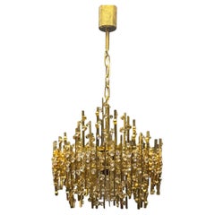 Small Lovely "Entchanting Light" Gilt Brass Glass Chandelier by Palwa, 1960s