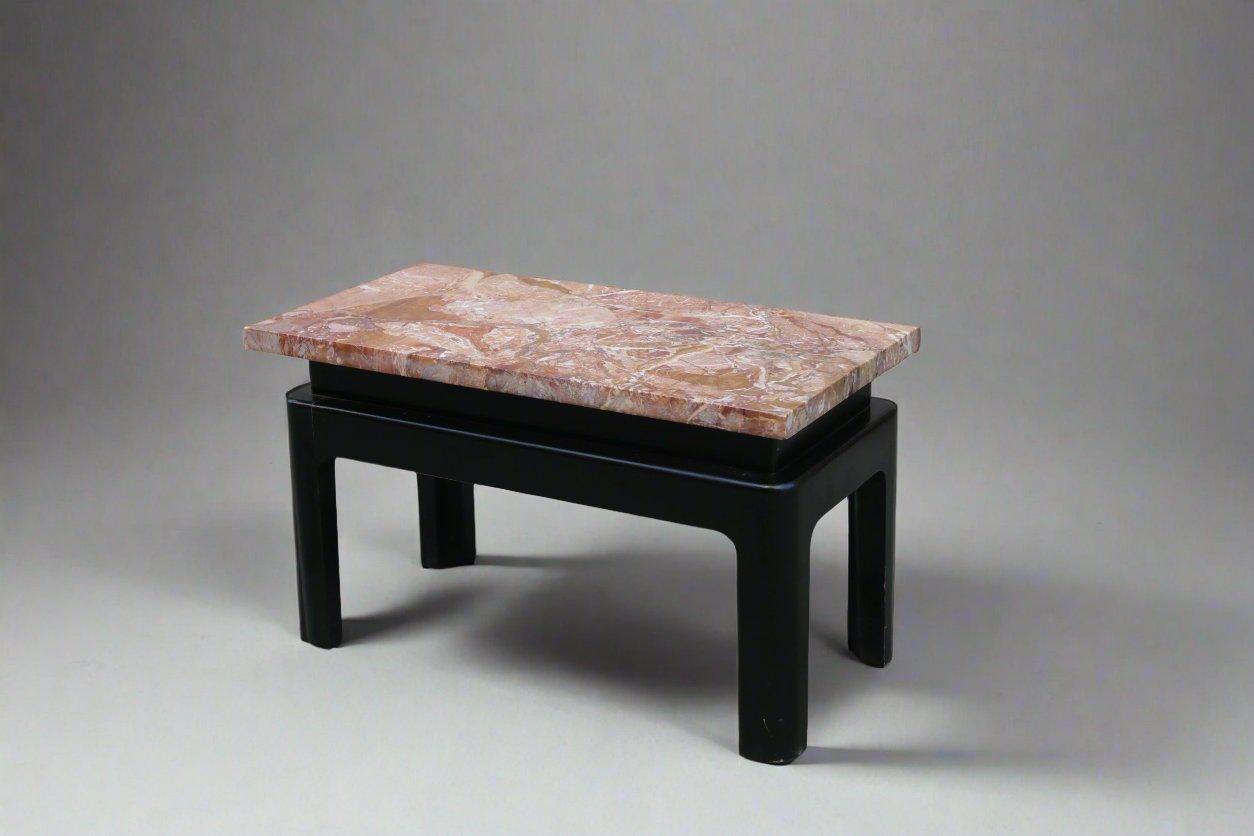 Modern Small Low Marble-Top Side Table For Sale