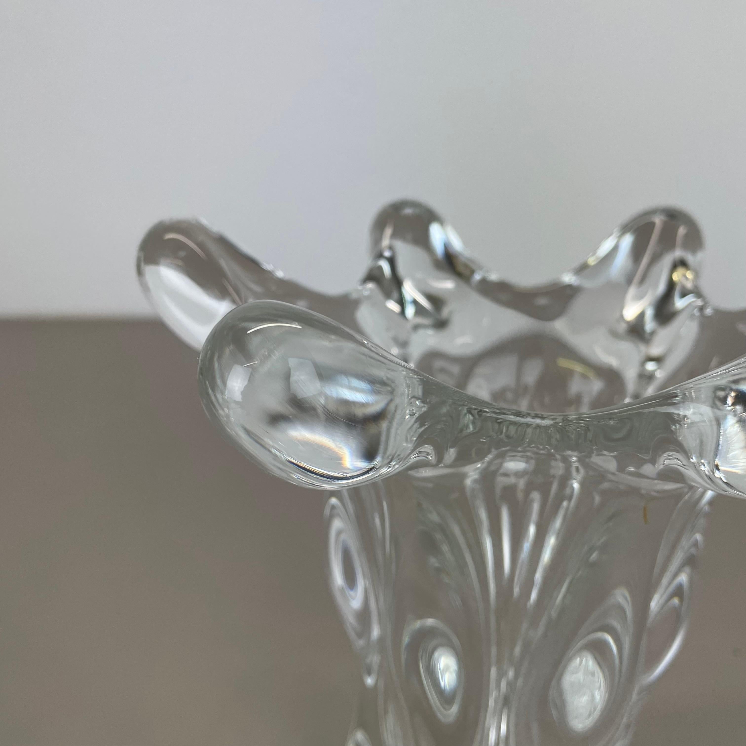 small lucid 21cm Floral bubble Crystal Glass Vase by Art Vannes, France, 1970s For Sale 4