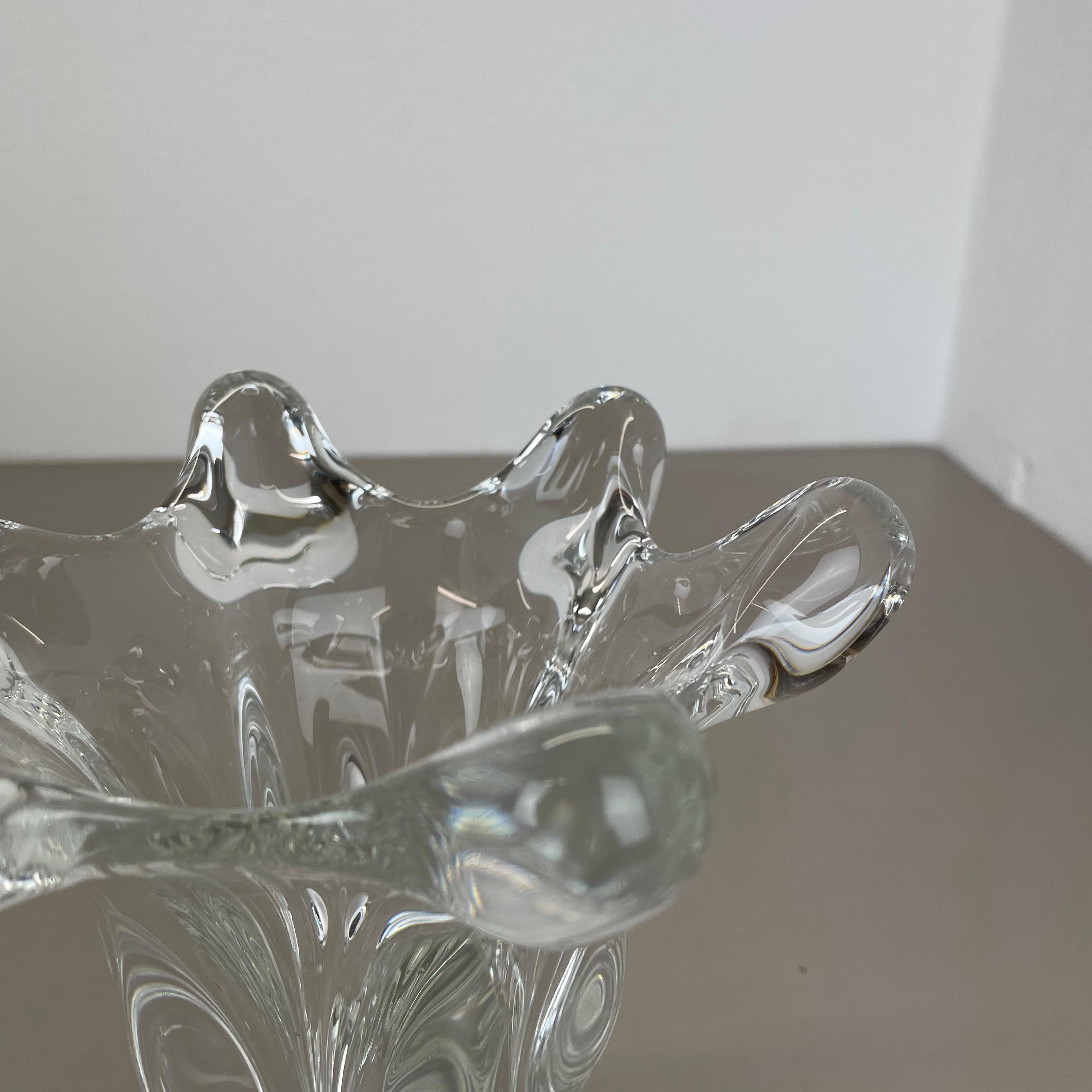 small lucid 21cm Floral bubble Crystal Glass Vase by Art Vannes, France, 1970s For Sale 5