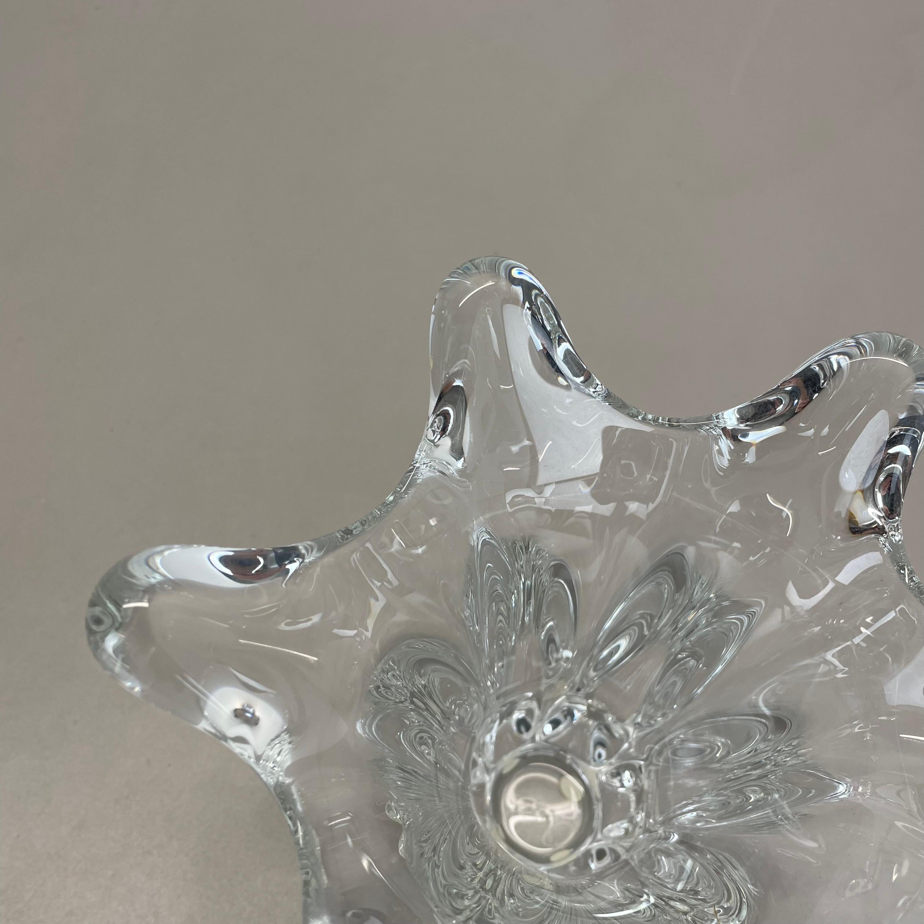 small lucid 21cm Floral bubble Crystal Glass Vase by Art Vannes, France, 1970s For Sale 7