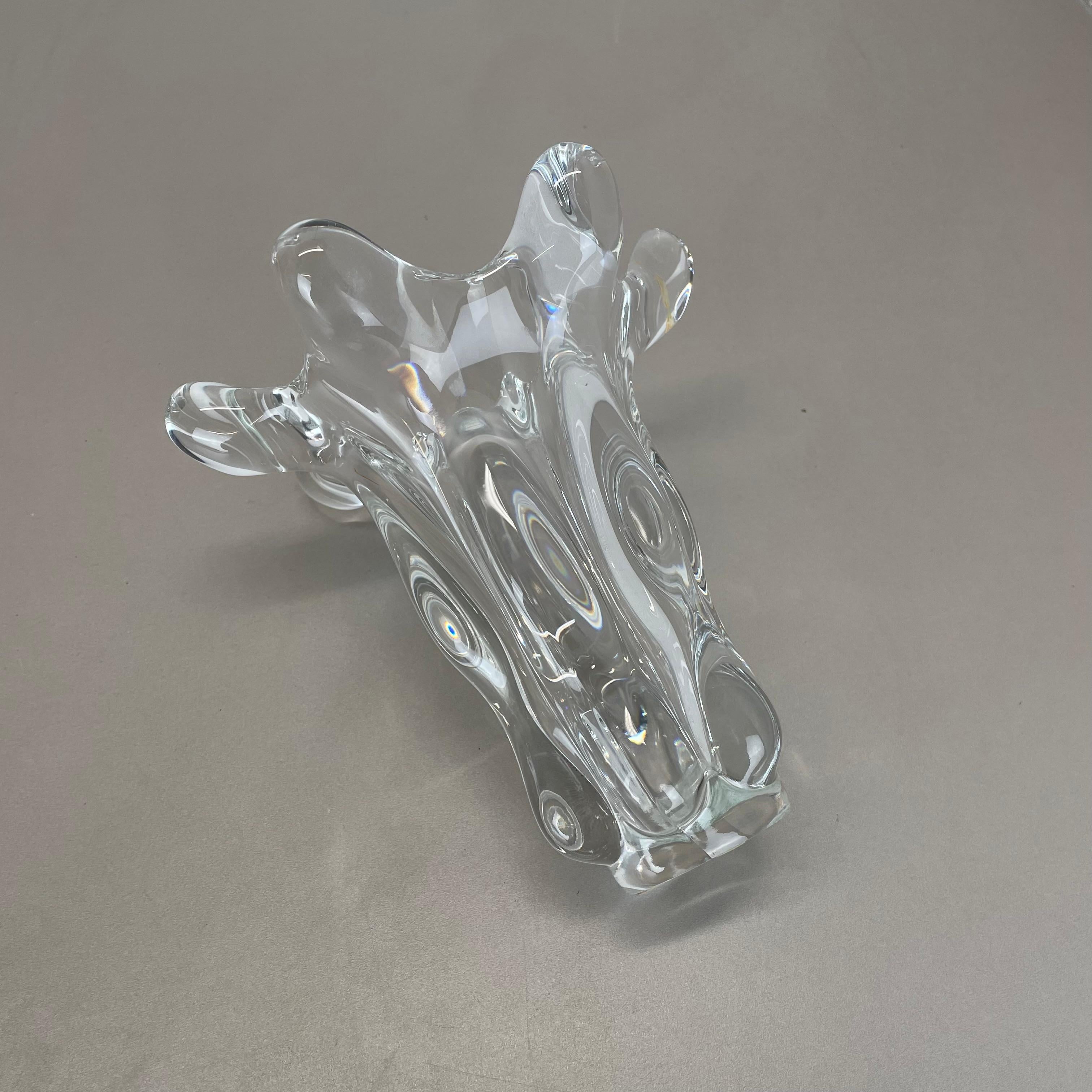 small lucid 21cm Floral bubble Crystal Glass Vase by Art Vannes, France, 1970s For Sale 10