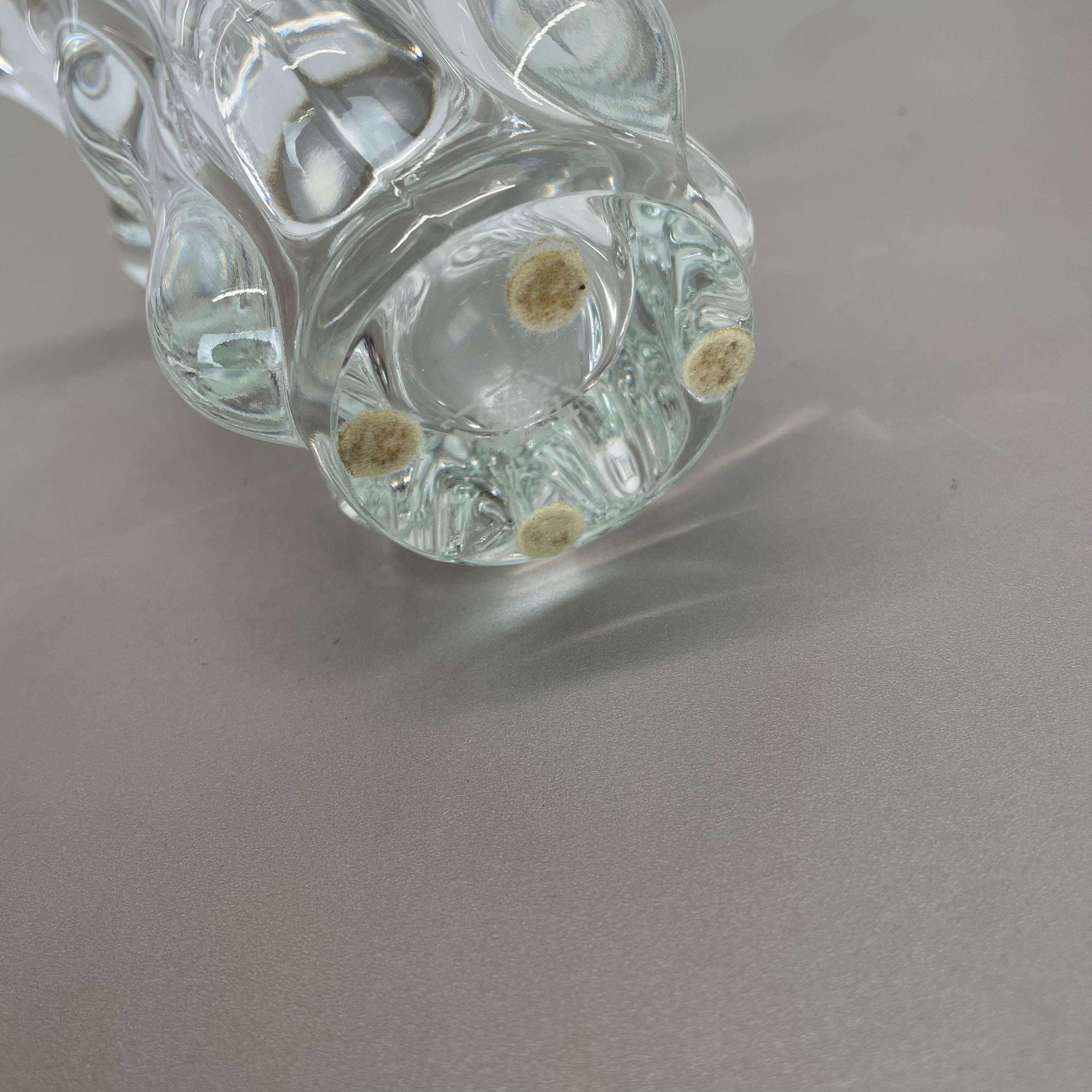 small lucid 21cm Floral bubble Crystal Glass Vase by Art Vannes, France, 1970s For Sale 12